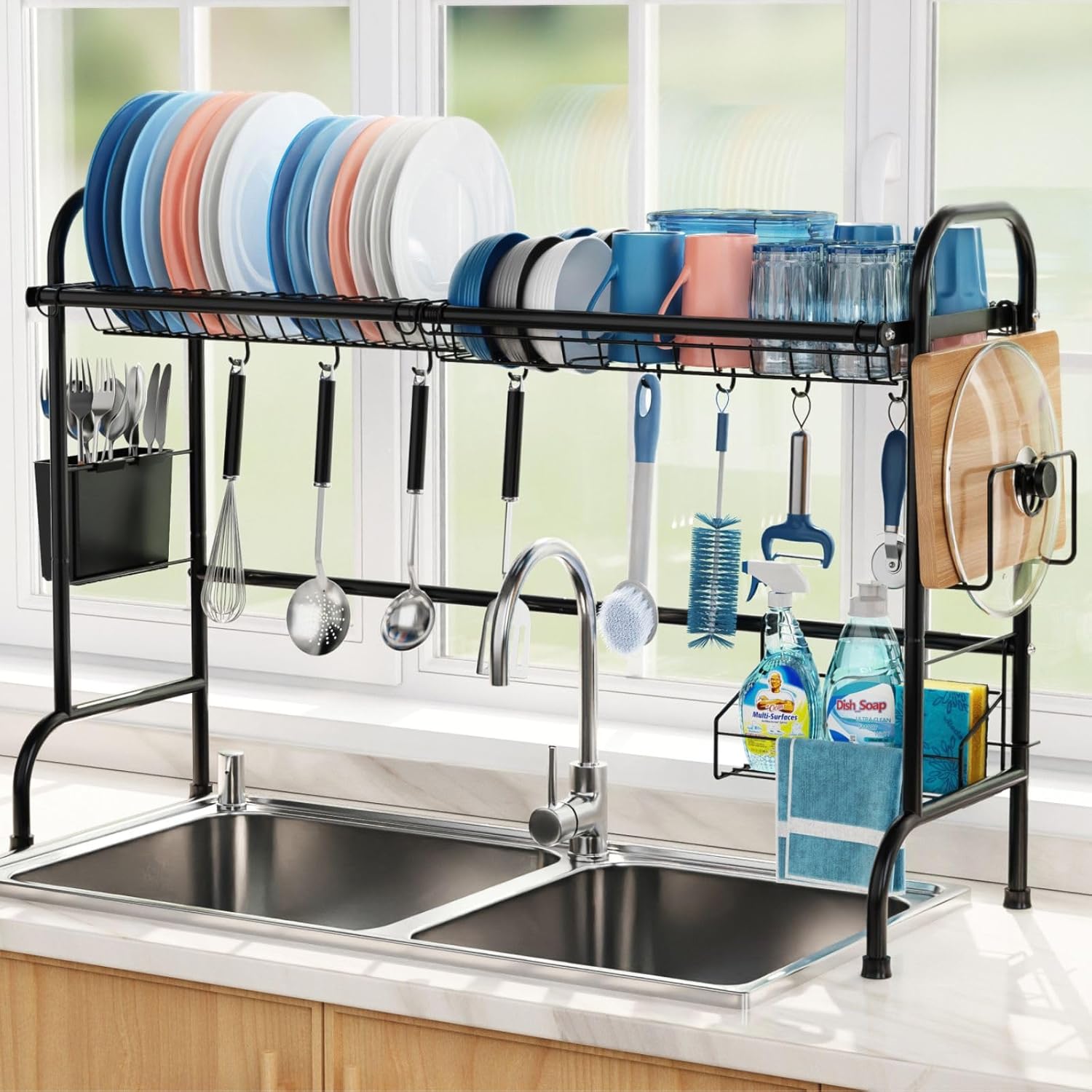 iSPECLE Over Sink Drainer Rack - Stainless Steel Large Dish Drainer Rack, Multif...
