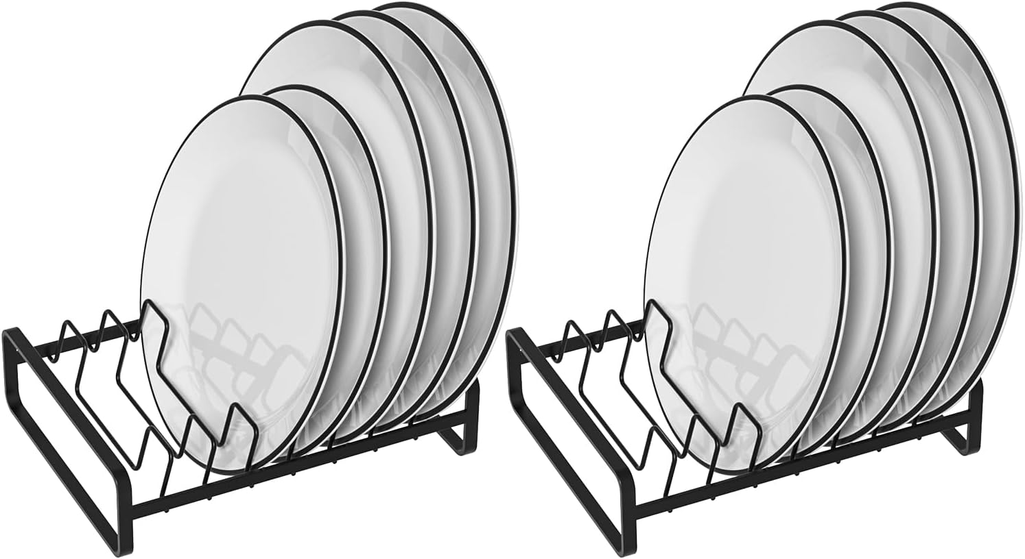 Hikinlichi 2 Pack Plate Holders Organizers 8 Slots Upright Cabinet Dish Drying R...