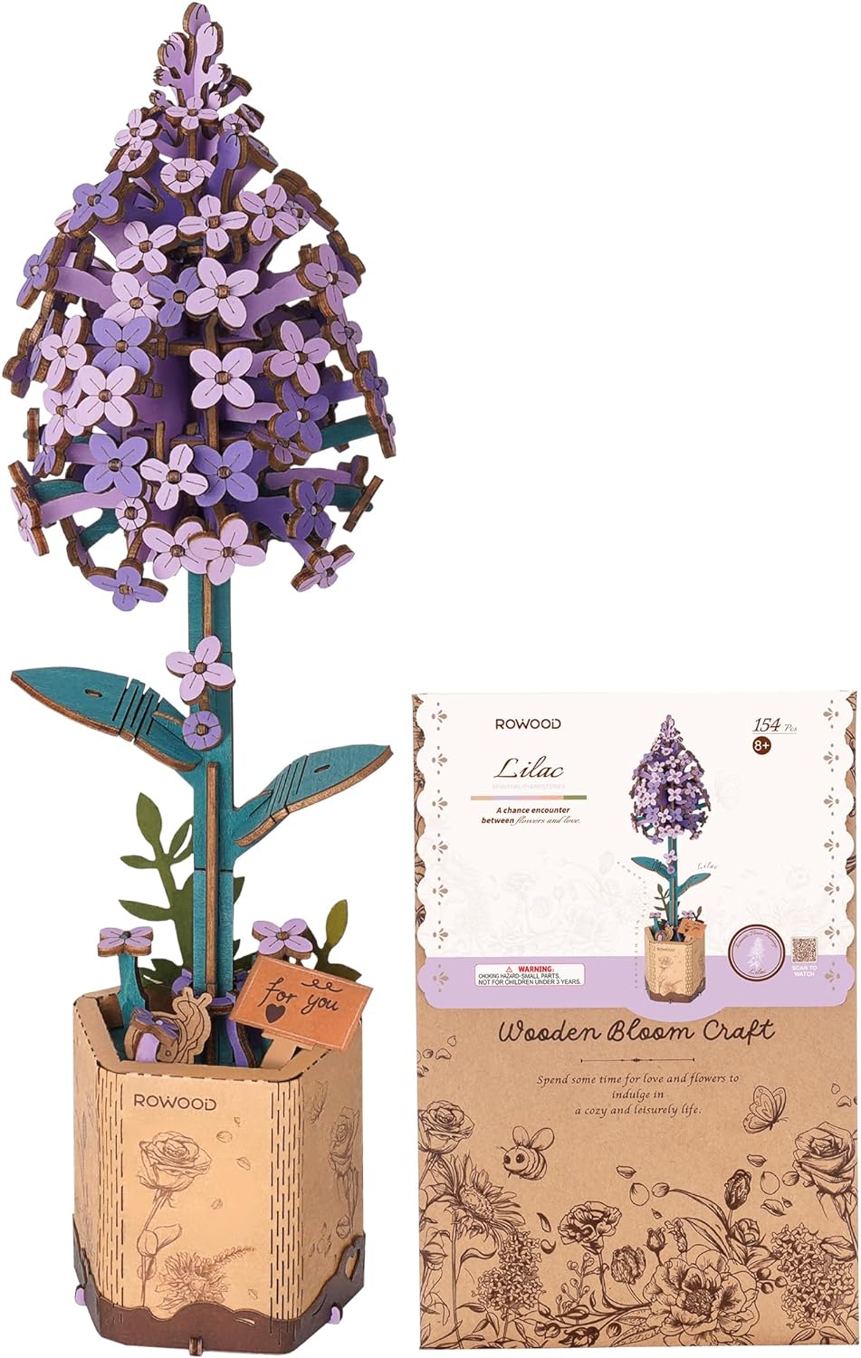 ROWOOD 3D Puzzle DIY Wooden Flower, Artificial Flowers Model Kits to be Assemble...
