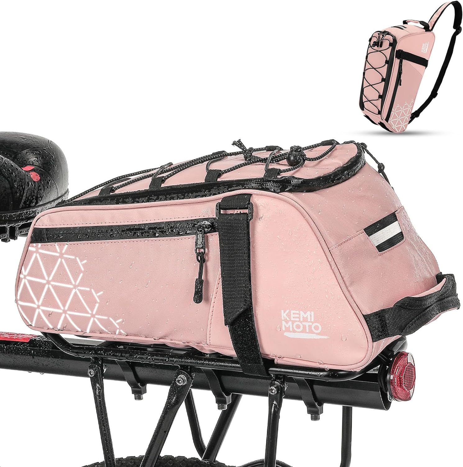 KEMIMOTO 2-in-1 Pannier Rack Bag, 8L & Waterproof Bicycle Bags for Pannier Rack,...