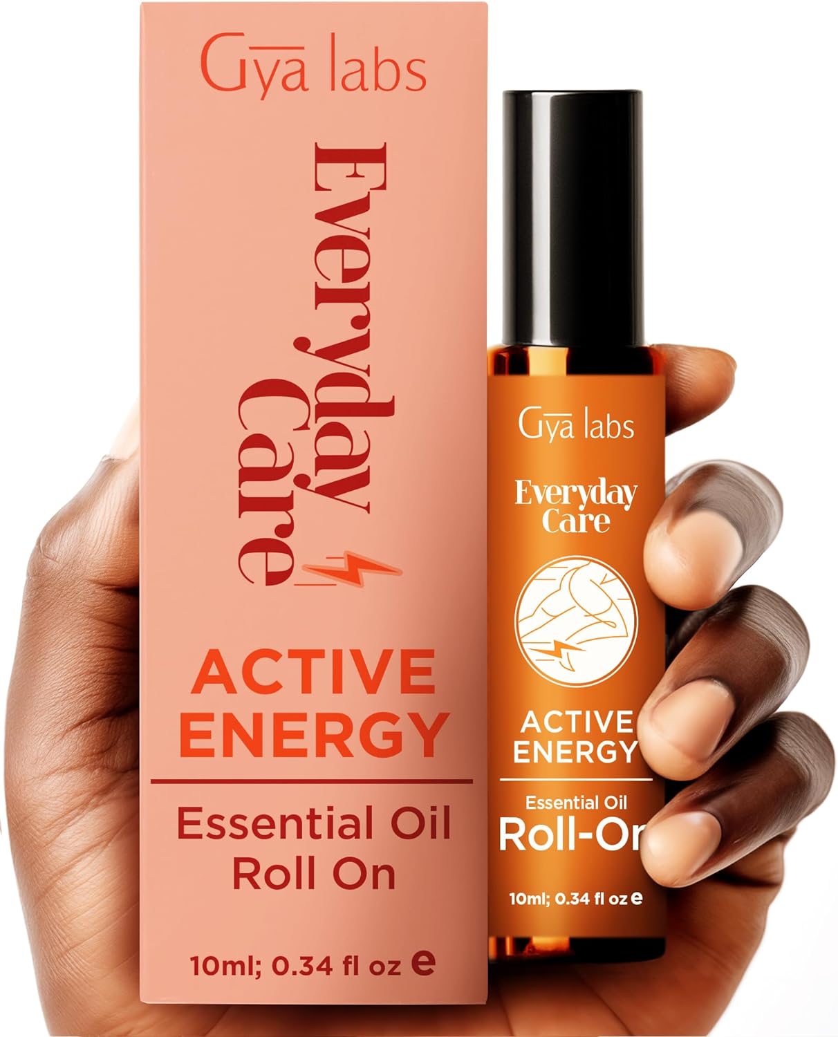 Gya Labs Active Energy Essential Oil Roll On - Blended with Energizing Lemon, Re...