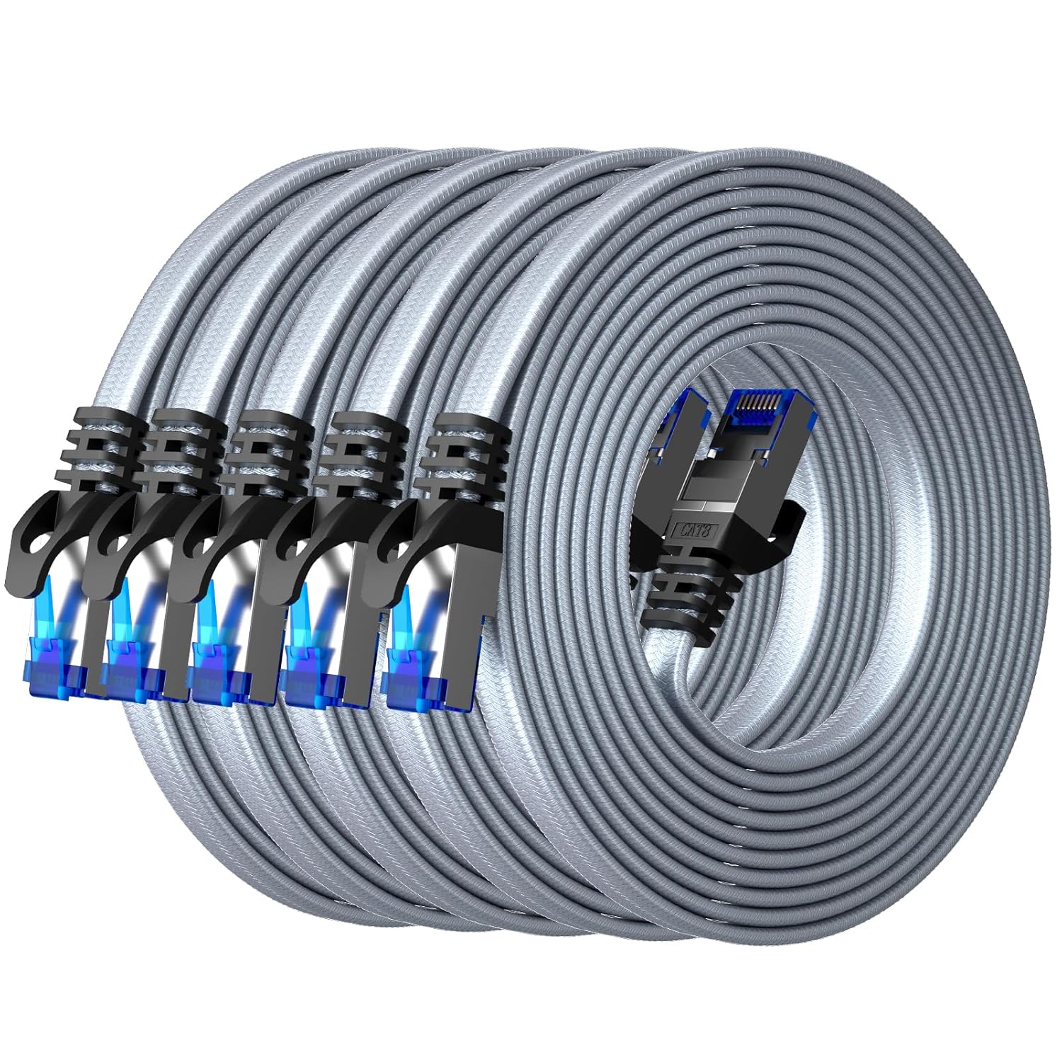 BUSOHE Cat 8 Ethernet Cable 3 Metre (5 Pack), High-Speed 40Gbps 2000MHz Network...