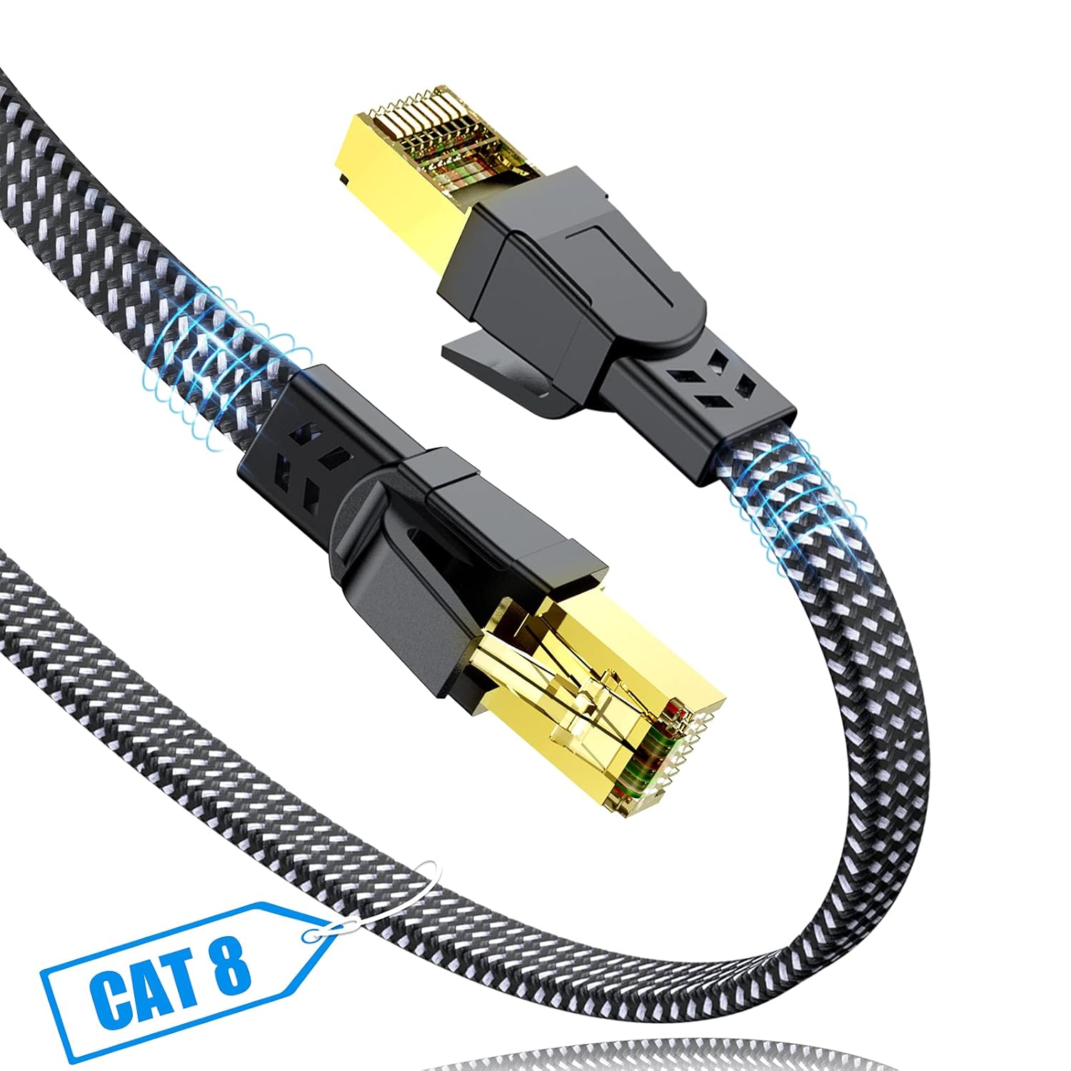 SWECENT CAT 8 Outdoor Ethernet Cable 6M, Waterproof Flat Gigabit RJ45 PS5 Gaming...