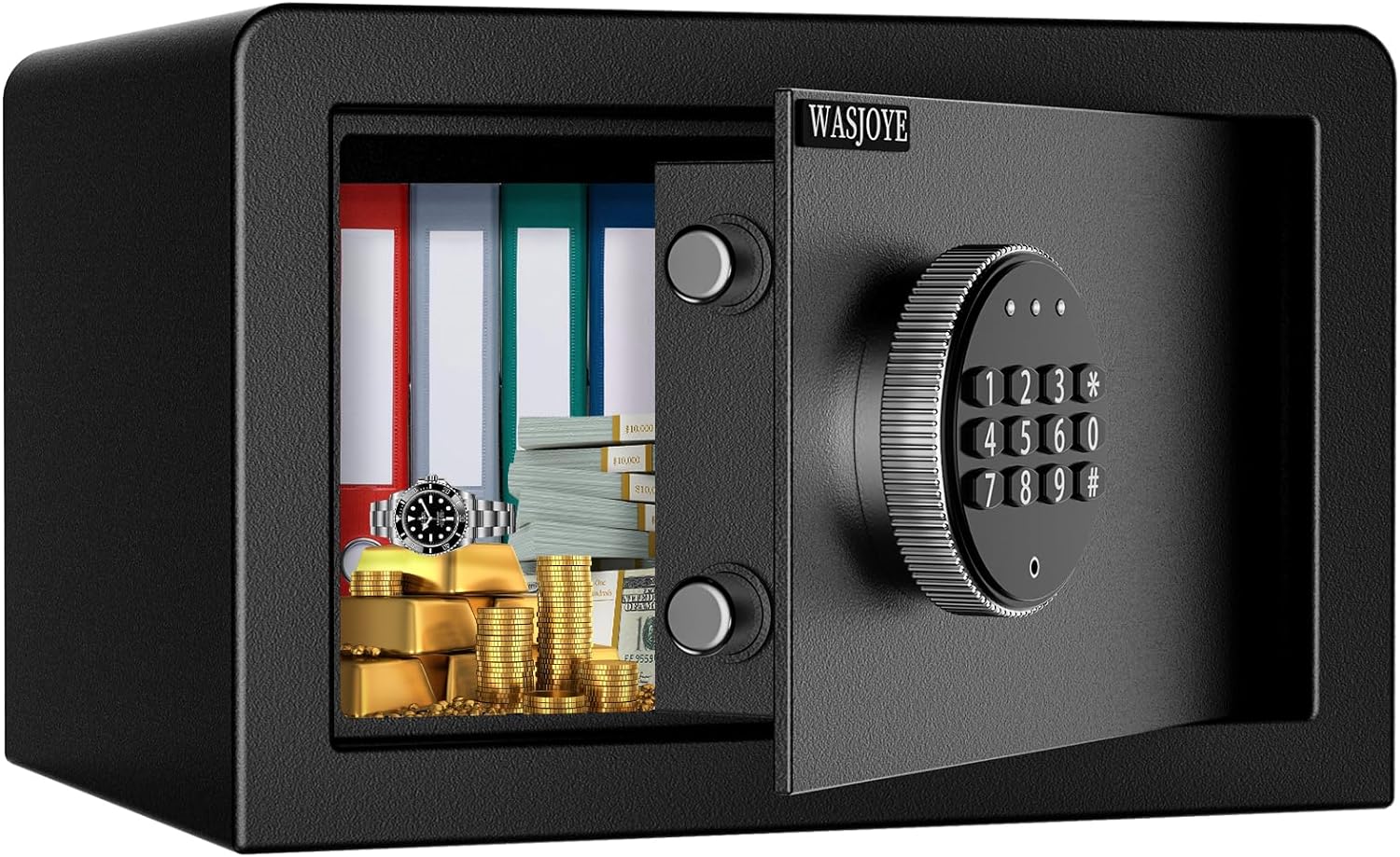 WASJOYE Security Safe box Digital Deposit Box for Home, Small Hidden Safes with...