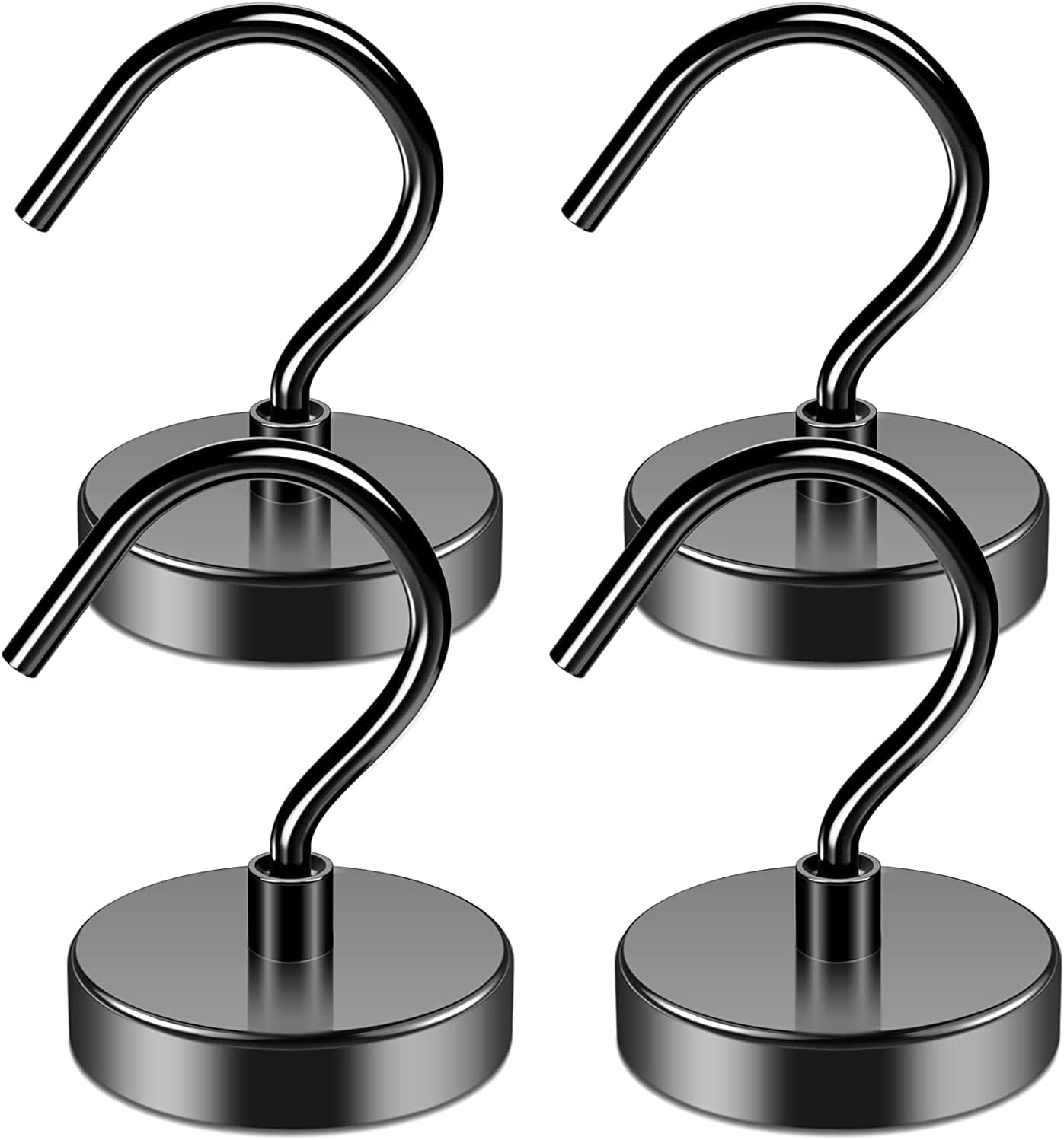4 Pack Black Magnetic Hooks, 100 lbs+ Magnetic Hooks Heavy Duty, Super Strong Ma...