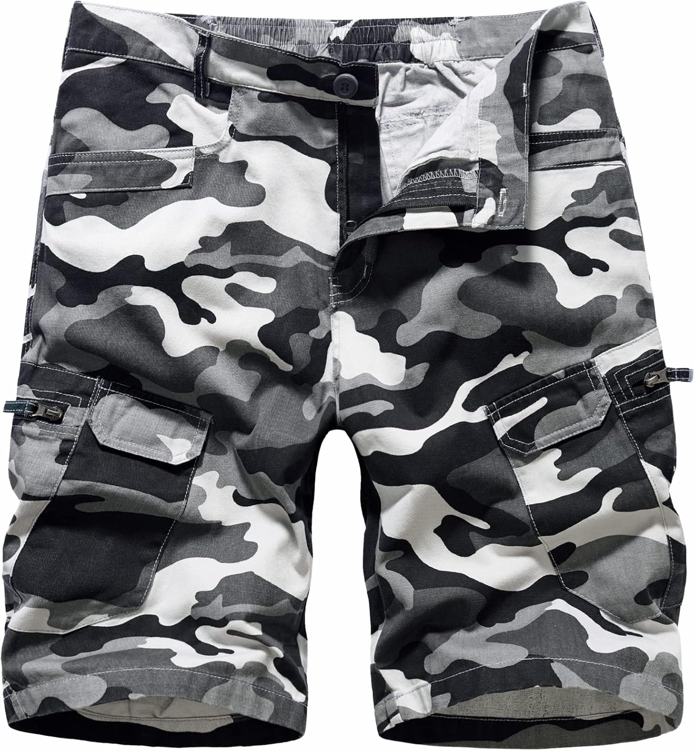 LY4U Mens Cargo Shorts Casual Cotton Combat Shorts with Multi Pockets 36 Grey