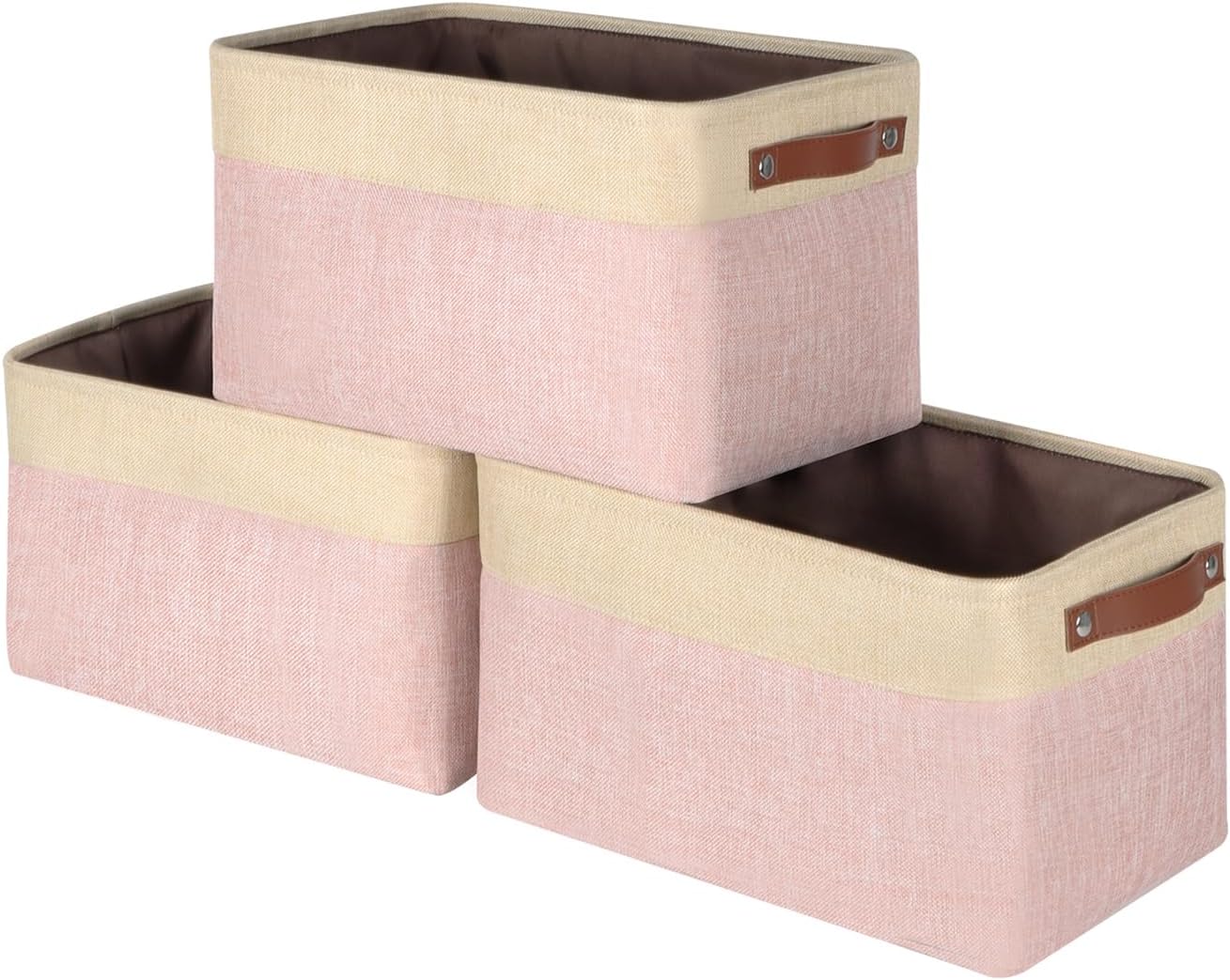 Syeeiex Storage Basket for Shelves [3-Pack], Storage Boxes with Handles, Large F...