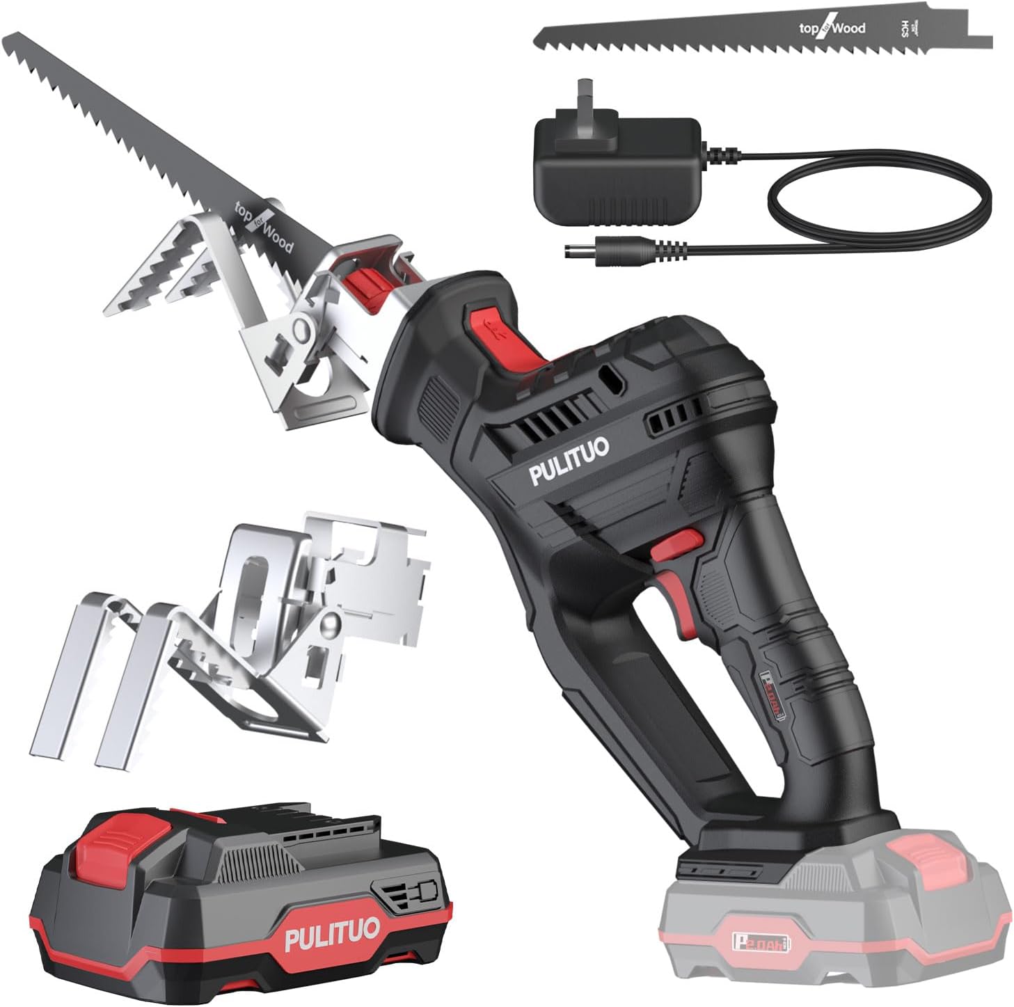 Reciprocating Saw, PULITUO 20V Cordless Reciprocating Saws Compact Design with 2...