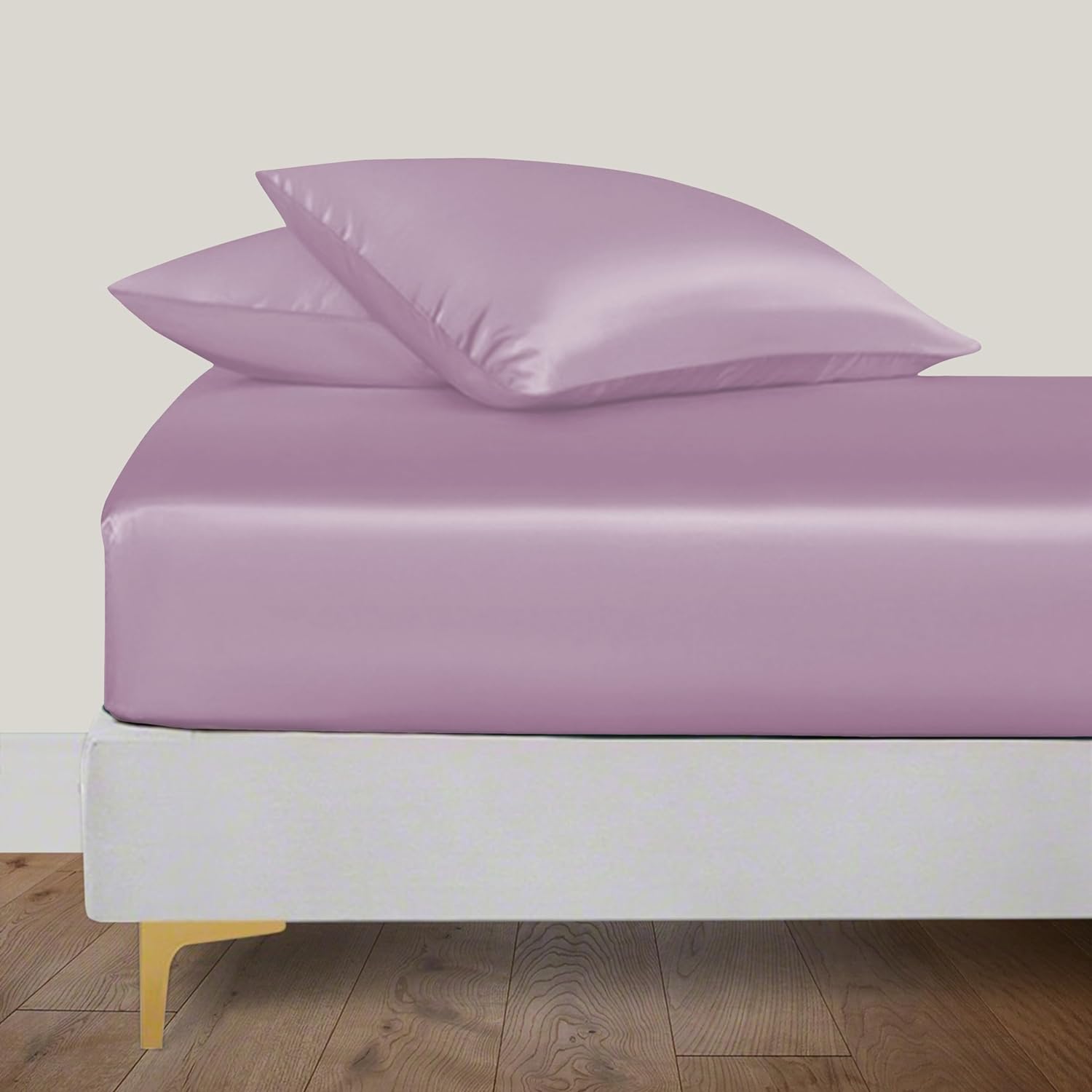 LINENWALAS Organic Vegan Bamboo Fitted Sheet with...