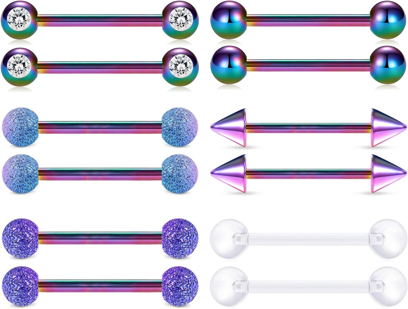 Rajnard Tongue Bar Tongue Piercing 14G 14mm 16mm Surgical Steel with Pearl Ball...