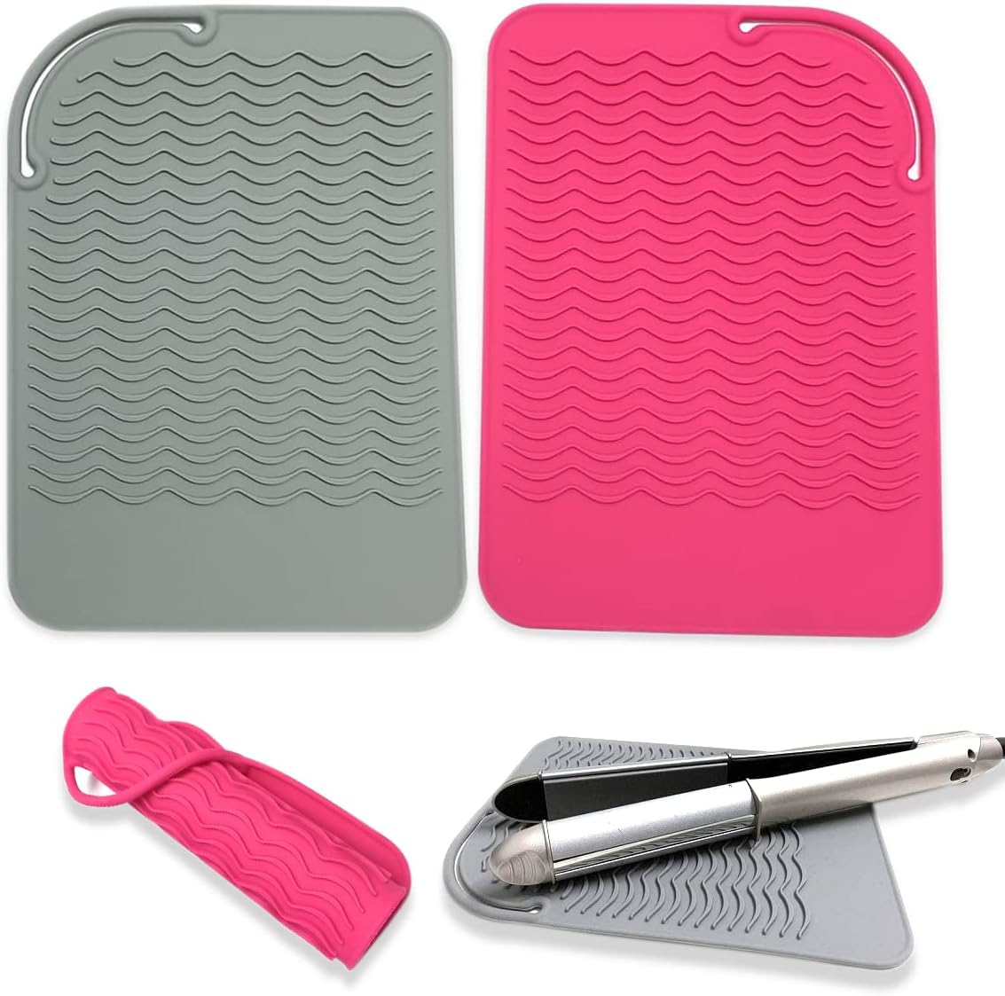 2 PCS Silicone Heat Heat Proof Mat for Hair Straig...