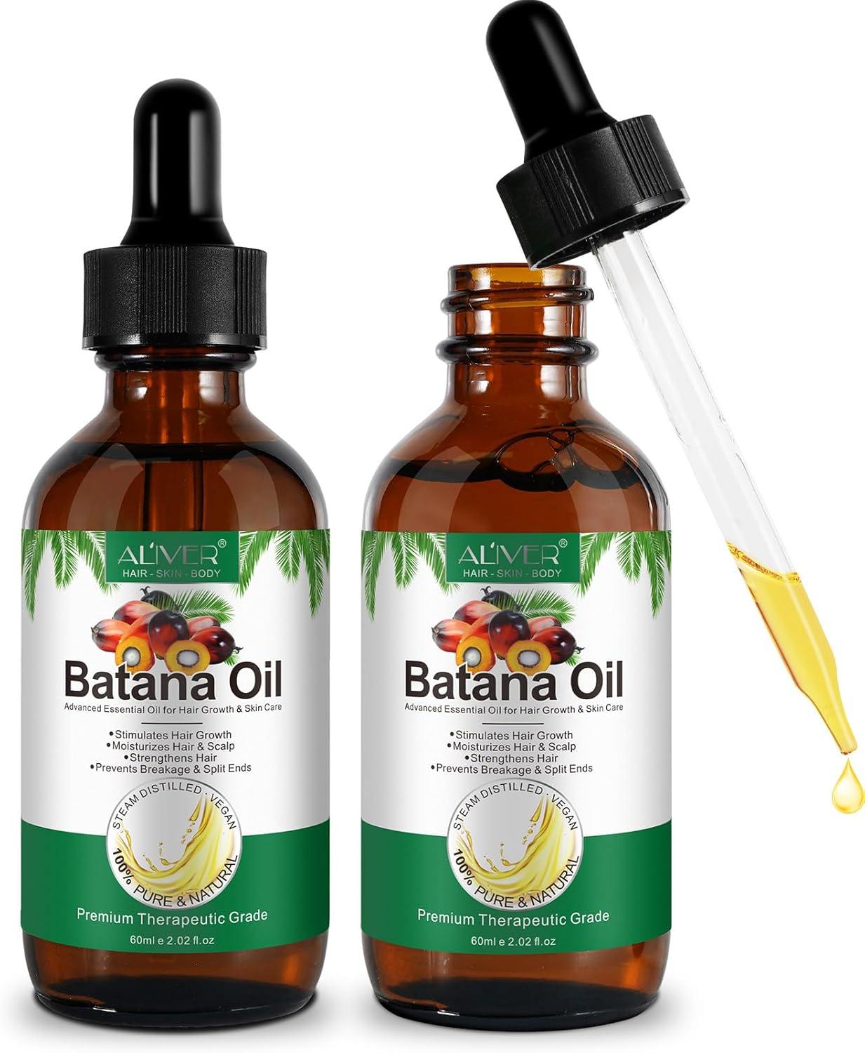 2 Pack Batana Oil for Hair Growth, 60ml Batana Oil Organic, Strengthening and Th...
