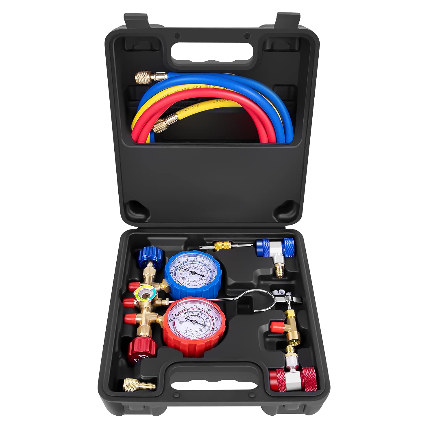 3 Way AC Manifold Gauge Set, Fits for R134A R12 R22 and R502 Refrigerants, with...