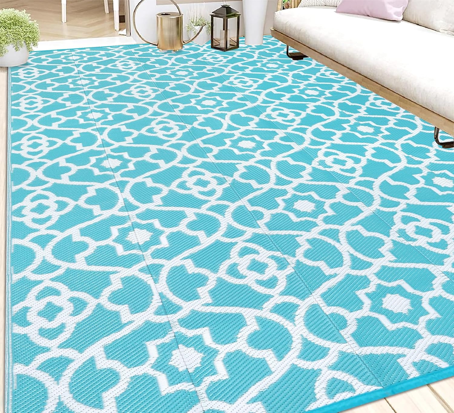 HEBE Outdoor Rug 6'x9' for Patios Waterproof Clearance Reversible Patio Mat Plas...