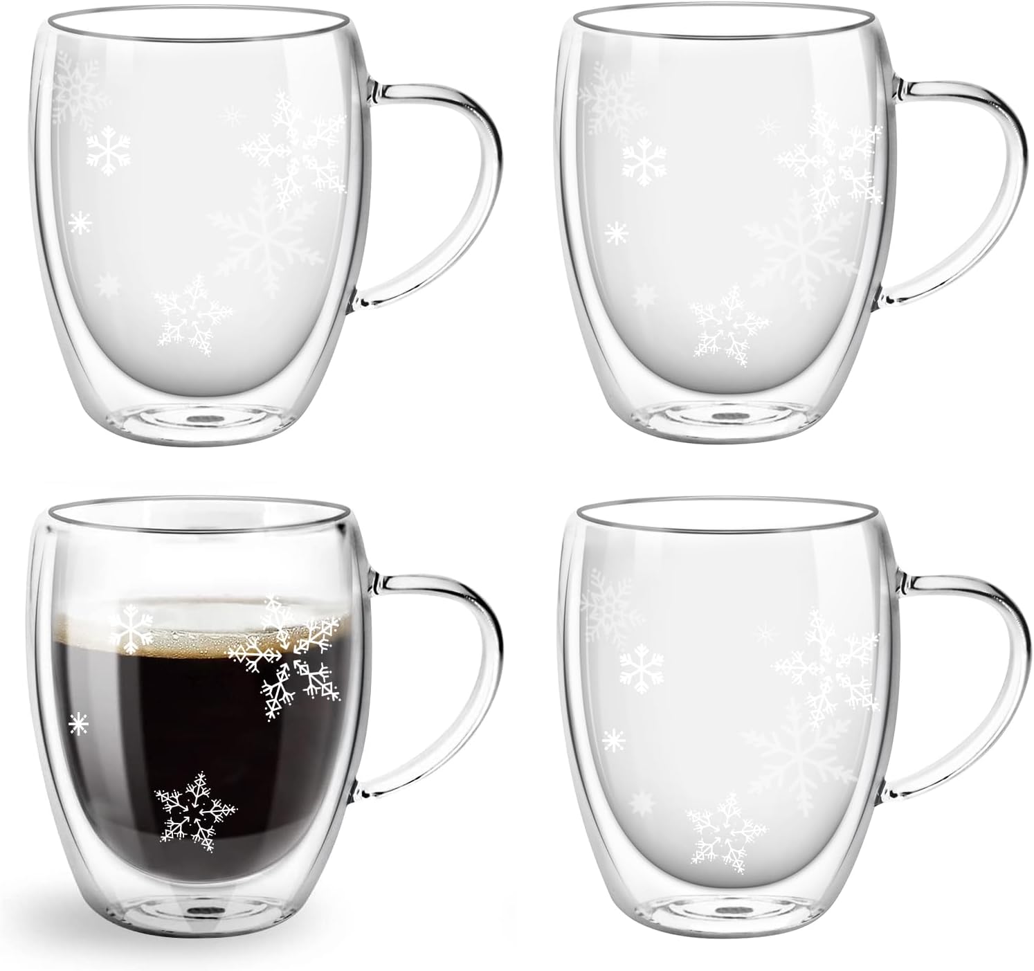 Best Top-spring 4x350ml Double Walled Glass Coffee Cups, Special Gift for Christ...