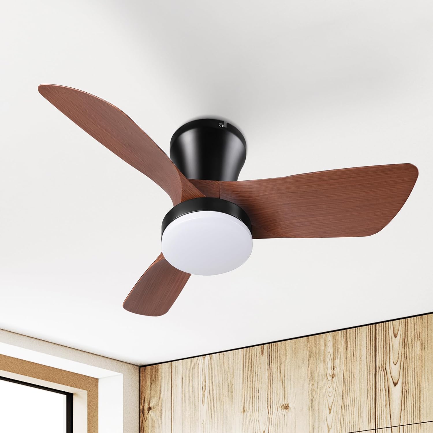 SUNMORY Ceiling Fans with Lights and Remote, 30 inch Low Profile Ceiling Fan wit...