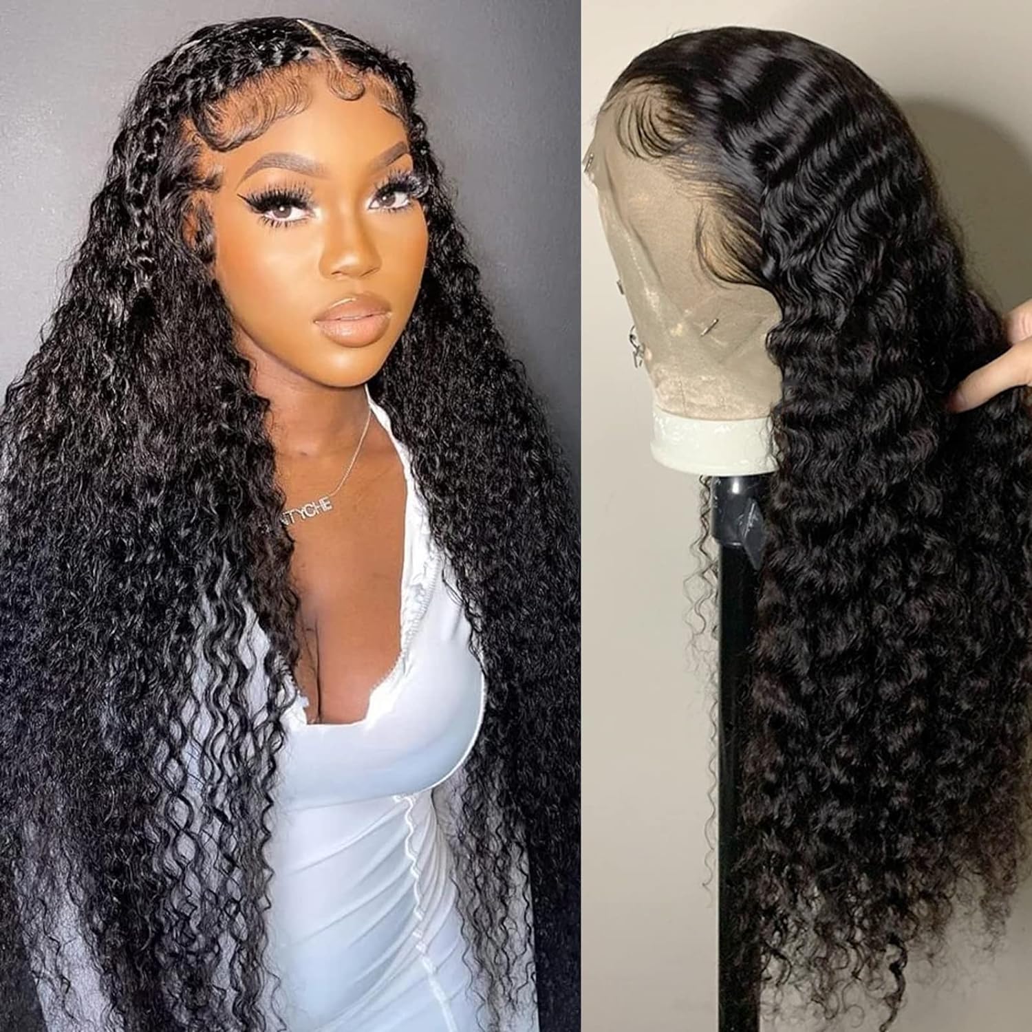 13x4 HD Deep Wave Lace Front Wigs Human Hair Wigs for Women 150% Density Brazili...