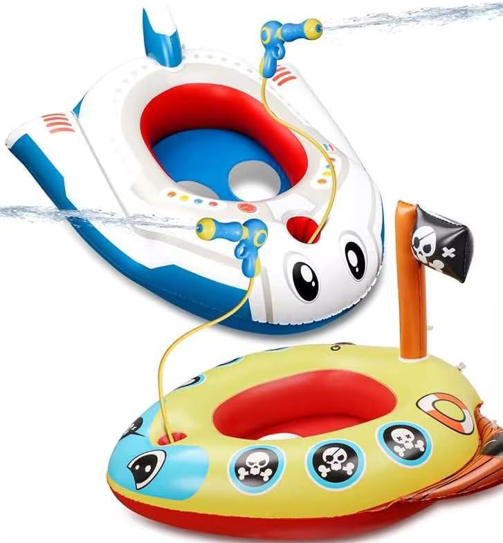 HopeRock 2 Pack Kids Pool Float with Water Gun,Inflatable Ride-on Airplane Swimm...