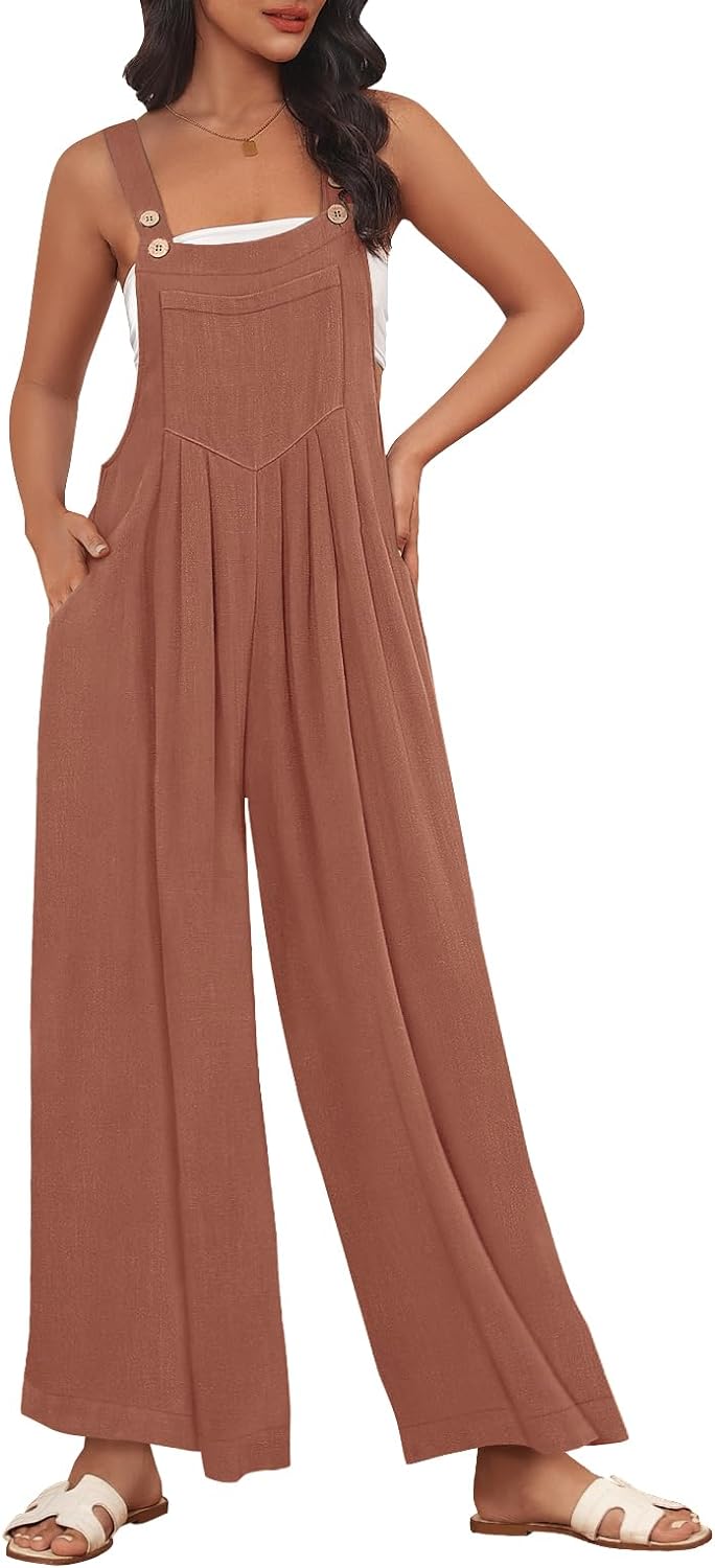 AUTOMET Womens Jumpsuits Overalls Wide Leg Casual Summer Outfits Rompers Jumpers...