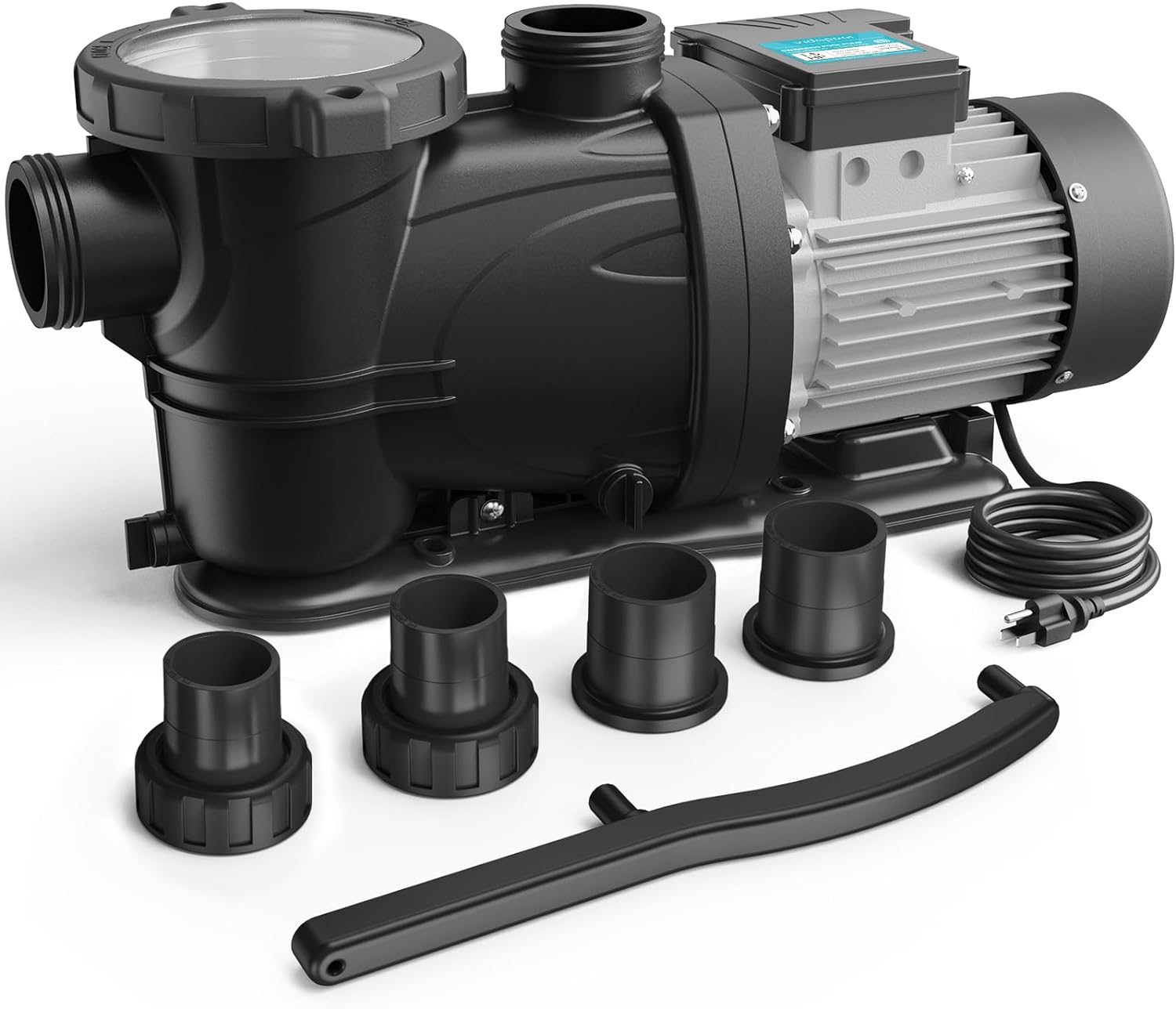 1.5 HP Pool Pump, 7350GPH, 115V, 2 Adapters, Powerful In/Above Ground Self Primm...
