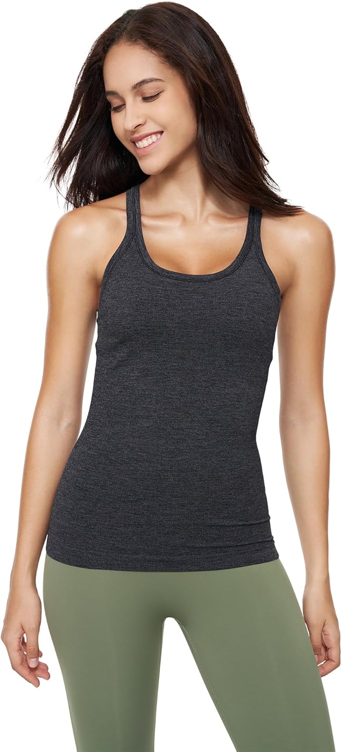 Yoga Racerback Tank Top for Women with Built in Bra,Women's Padded Sports Bra Fi...