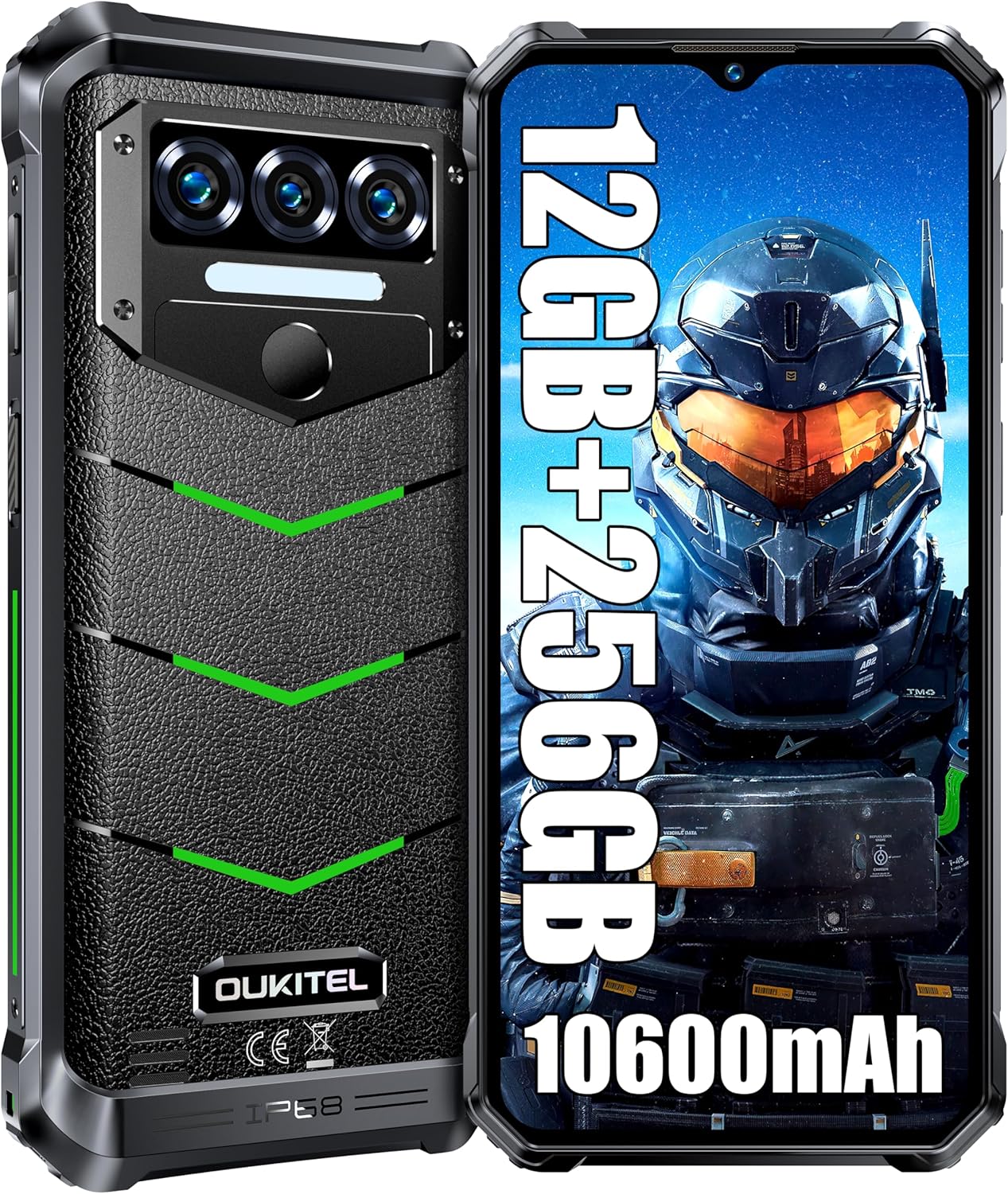 OUKITEL WP38 Rugged Smartphone 2024-12GB+256GB/1TB Expansion 10600mAh Octa-Core...