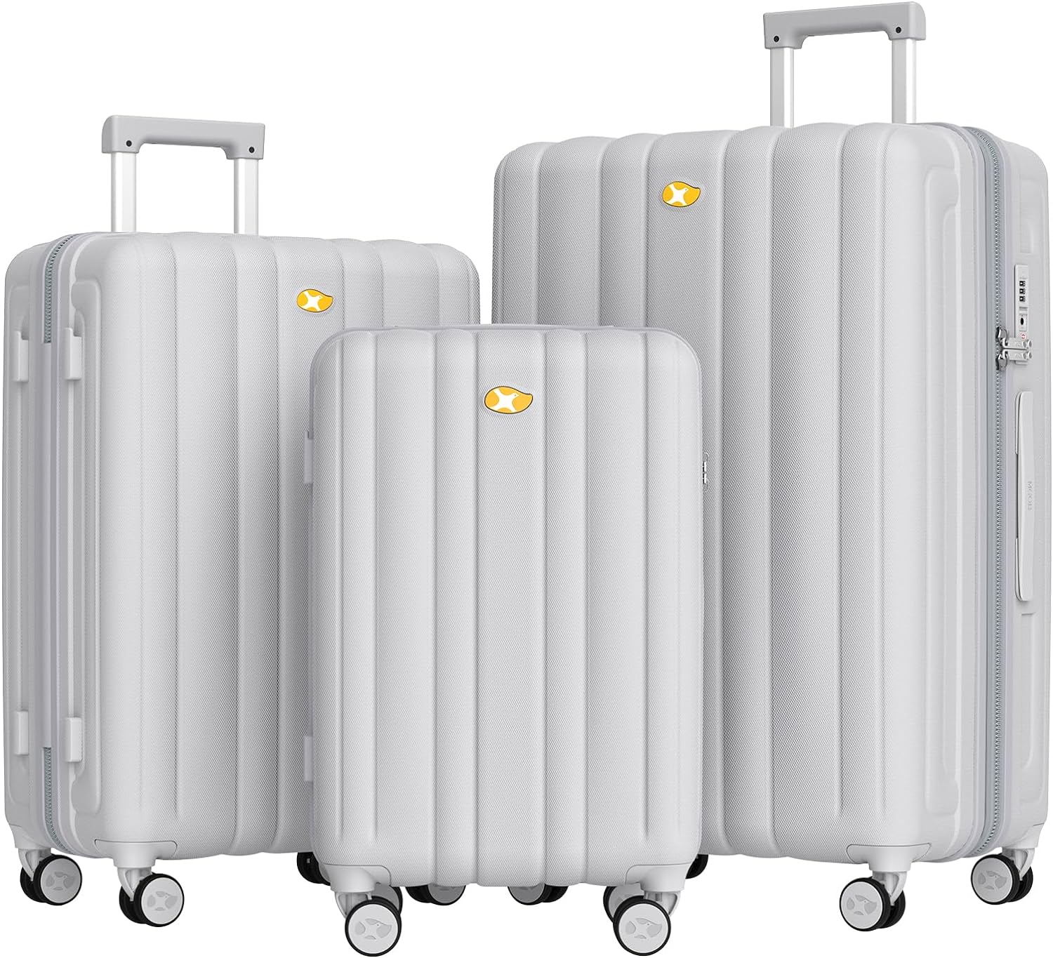 3 Piece Luggage Sets, Hardshell Suitcase Sets with Spinner Wheels, Lightweight P...