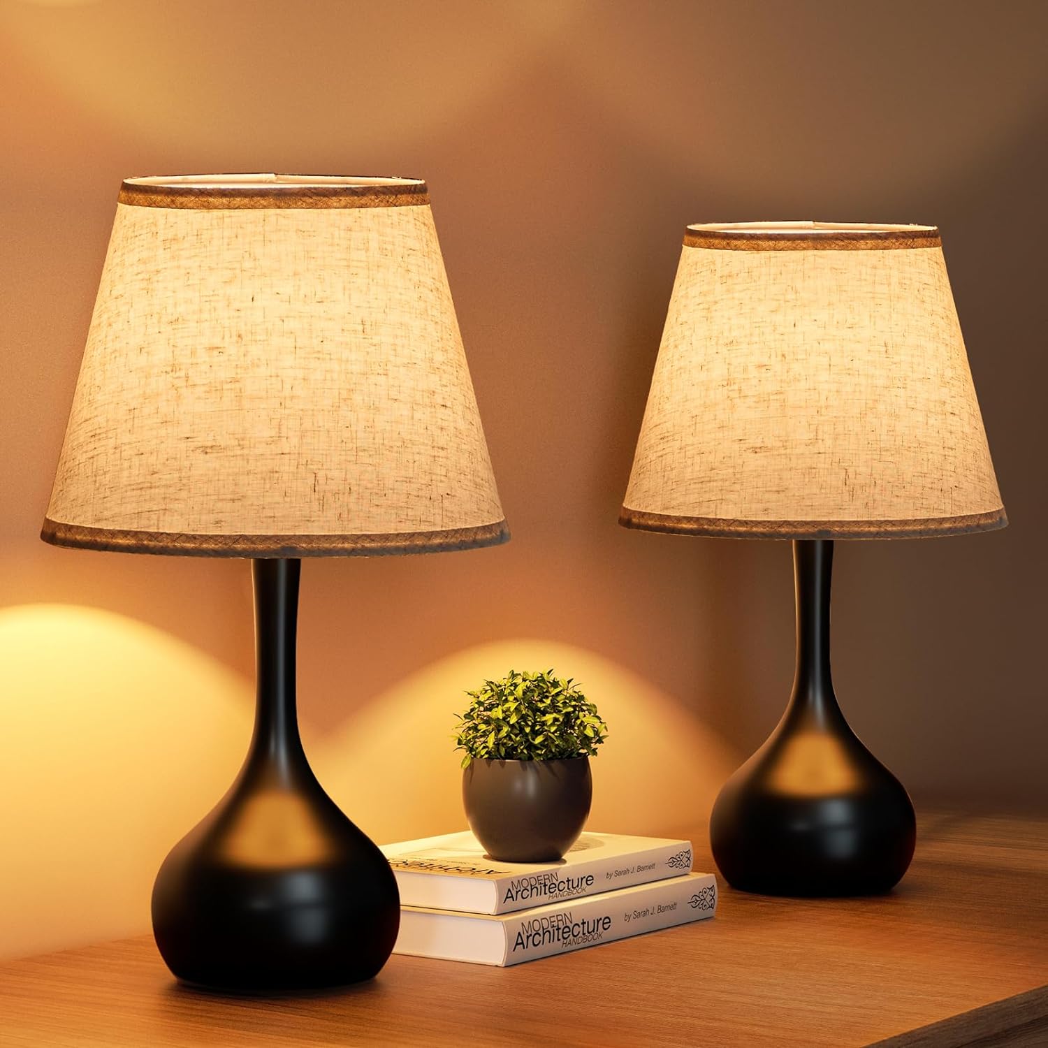 Touch Bedside Lamp Set of 2, Farmhouse 3-Way Dimmable Table Lamps for Nightstand...