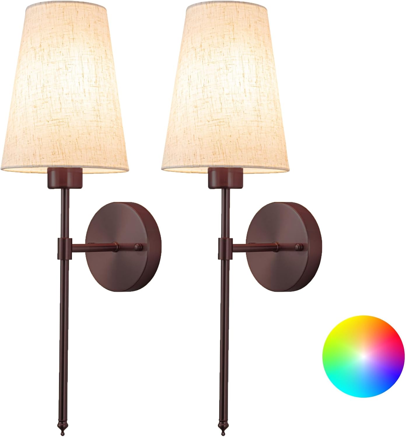 Wall Lights Battery Operated Wall Sconces Set Of 2，Indoor not Hardwired Fabric...