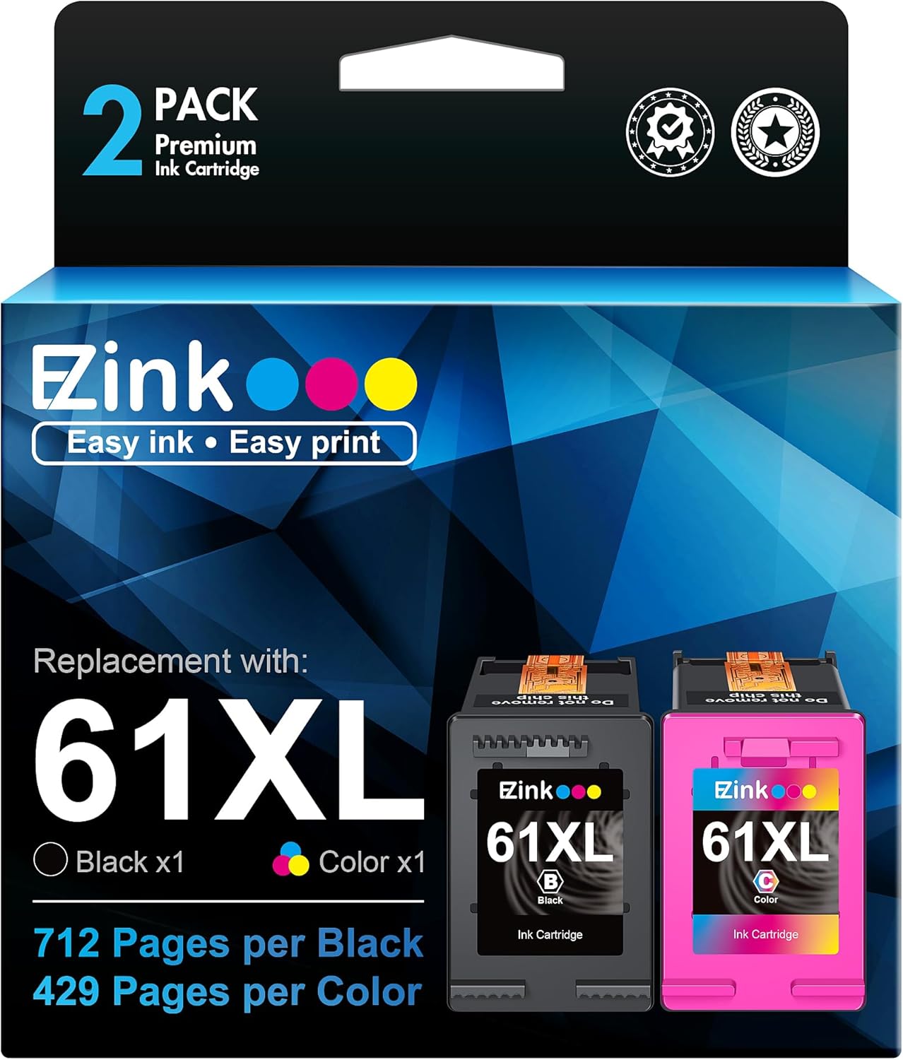 E-Z Ink (TM Remanufactured Ink Cartridge Replacement for HP Ink 61 61XL Ink Cart...