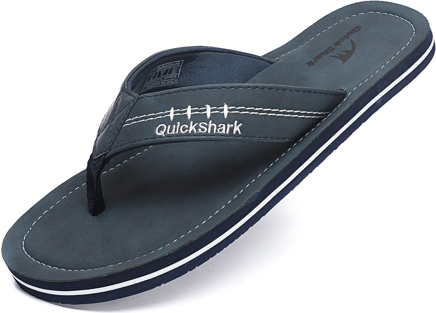 Quickshark Mens Flip Flops Leather Thong Sandals Arch Support Beach Slippers 10...