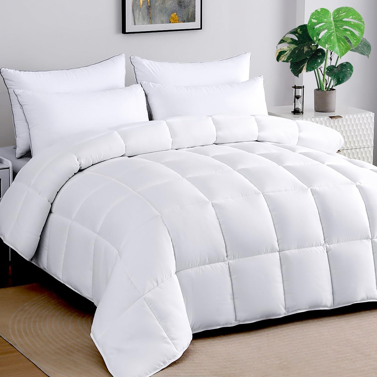 Soft Oversized King Comforter 120"x120"-Lightweight Down Alternative Comforter D...