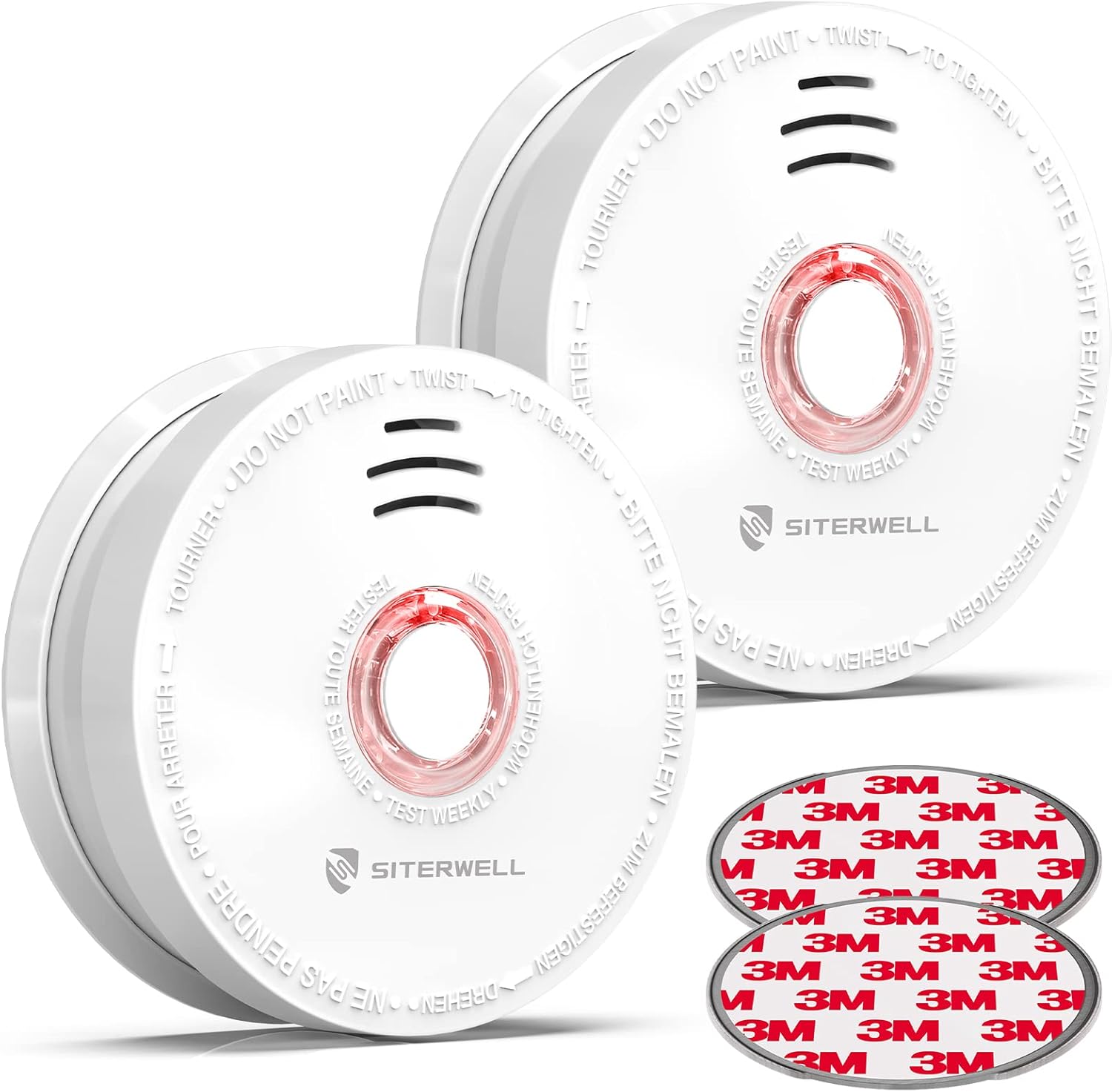 SITERWELL Ring Smoke Detector, Smoke Alarm with Magnetic Fastening Kit and Built...