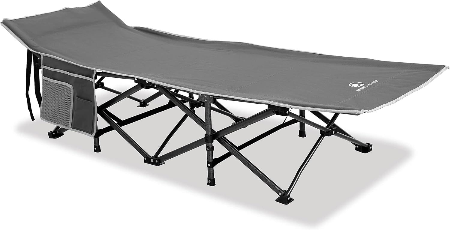 ALPHA CAMP Oversized Camping Cot Supports 600 lbs Sleeping Bed Folding Steel Fra...