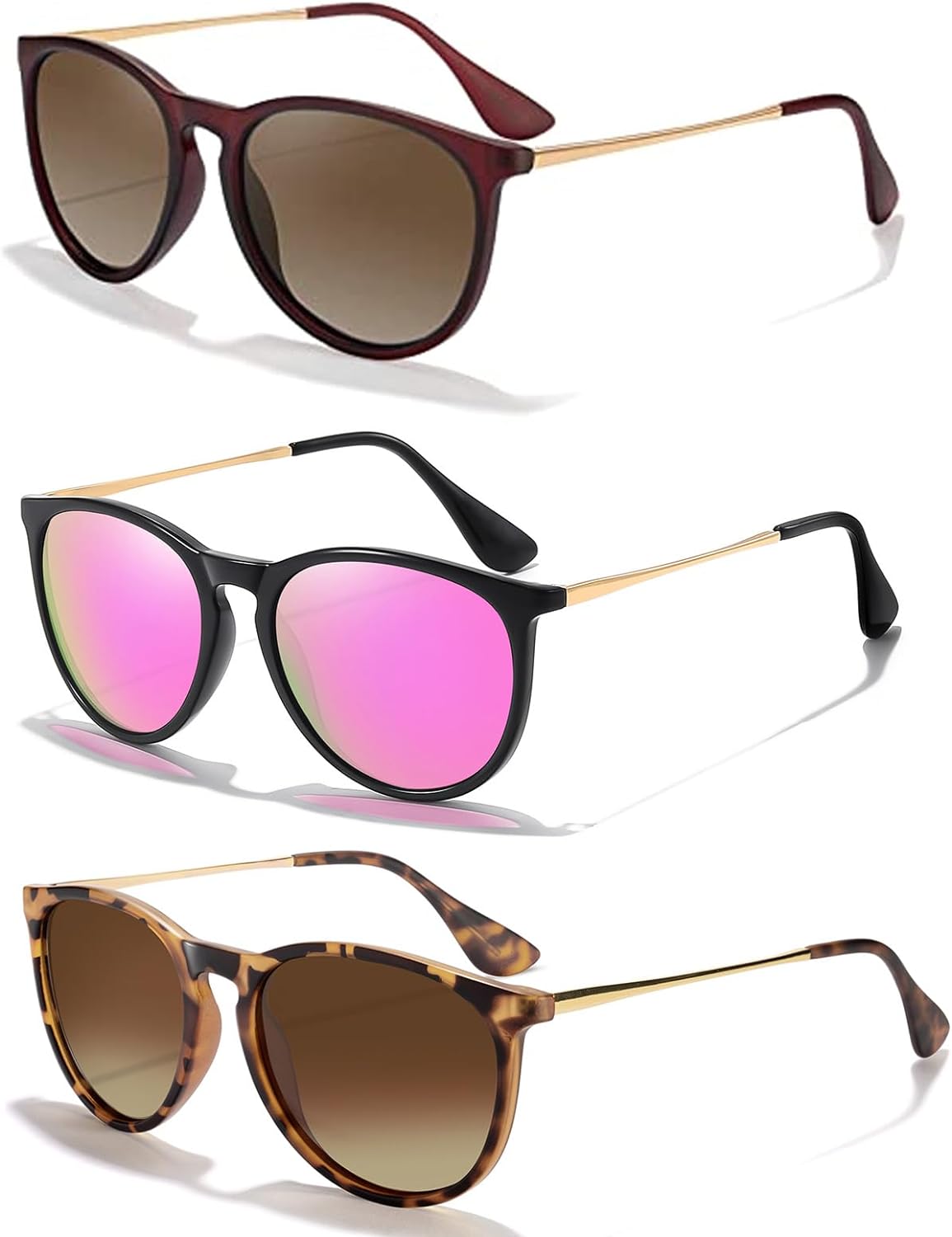 CHBP Sunglasses Womens Men Polarized UV Protection Trendy Vintage Retro Round Mi...