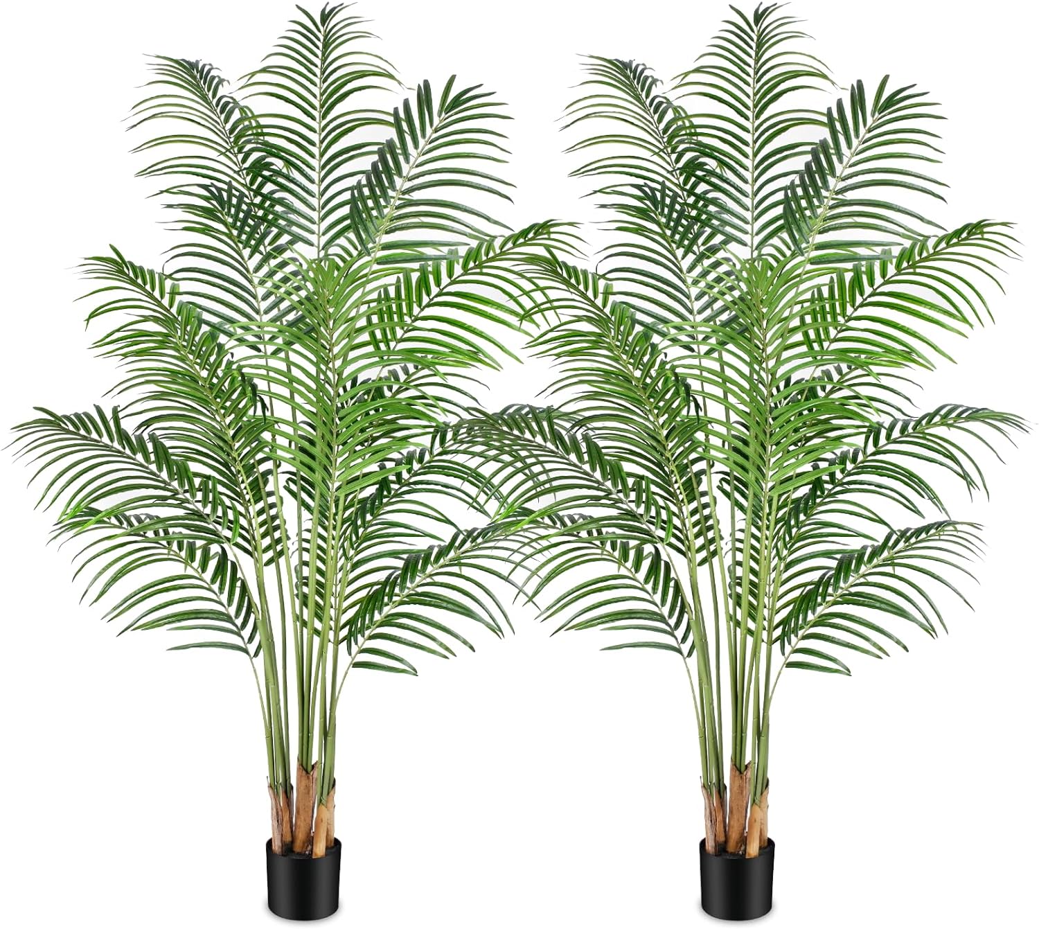 Artificial Palm Tree 6ft Tall Fake Palm Tree Indoor Decor with 18 Trunks and Rea...