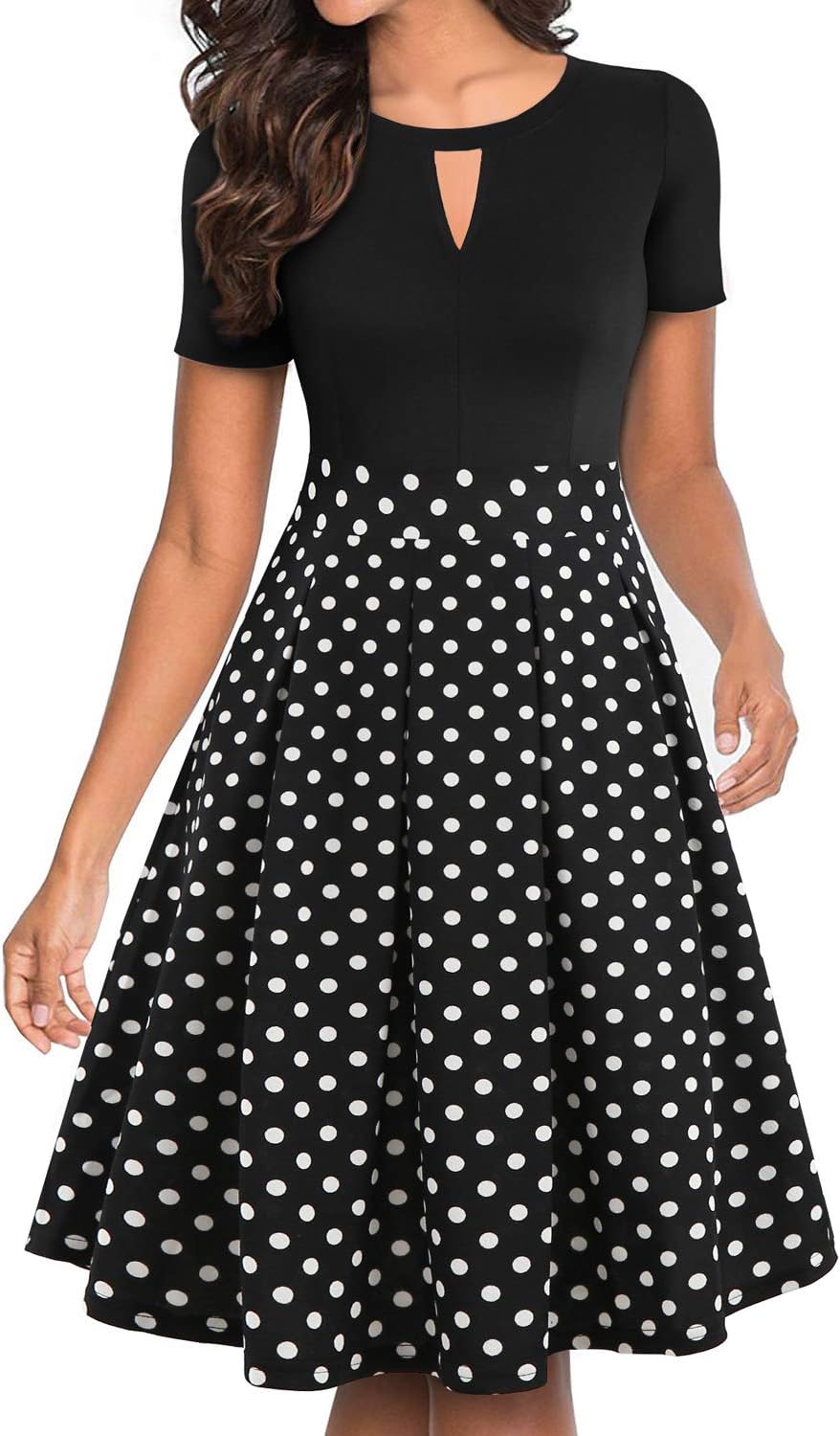 YATHON Women's Vintage Floral Flared A-Line Swing Casual Party Dresses with Pock...