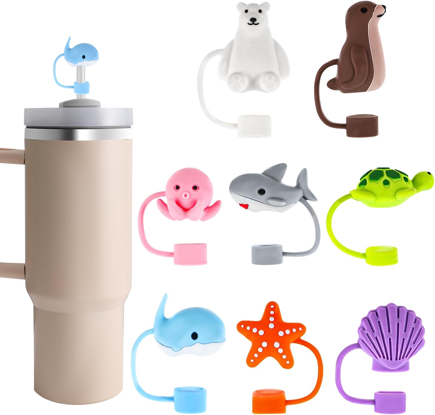 8 PCS Straw Covers Cap, Straw Cover Compatible With Stanley 30&40 Oz Tumbler, Cu...