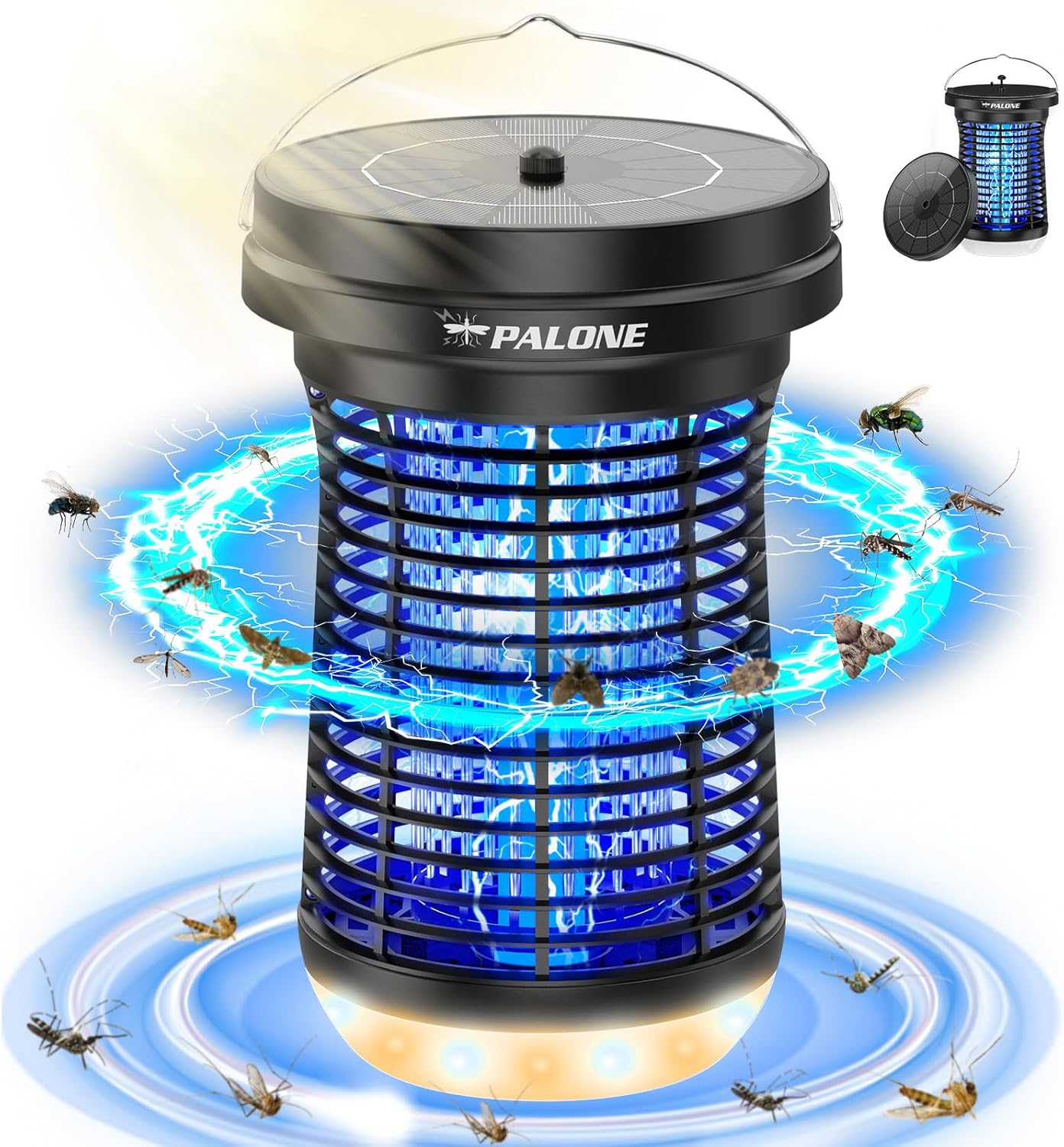 PALONE Solar Mosquito Killer Lamp with LED Light, 4500V Waterproof Electric Fly...