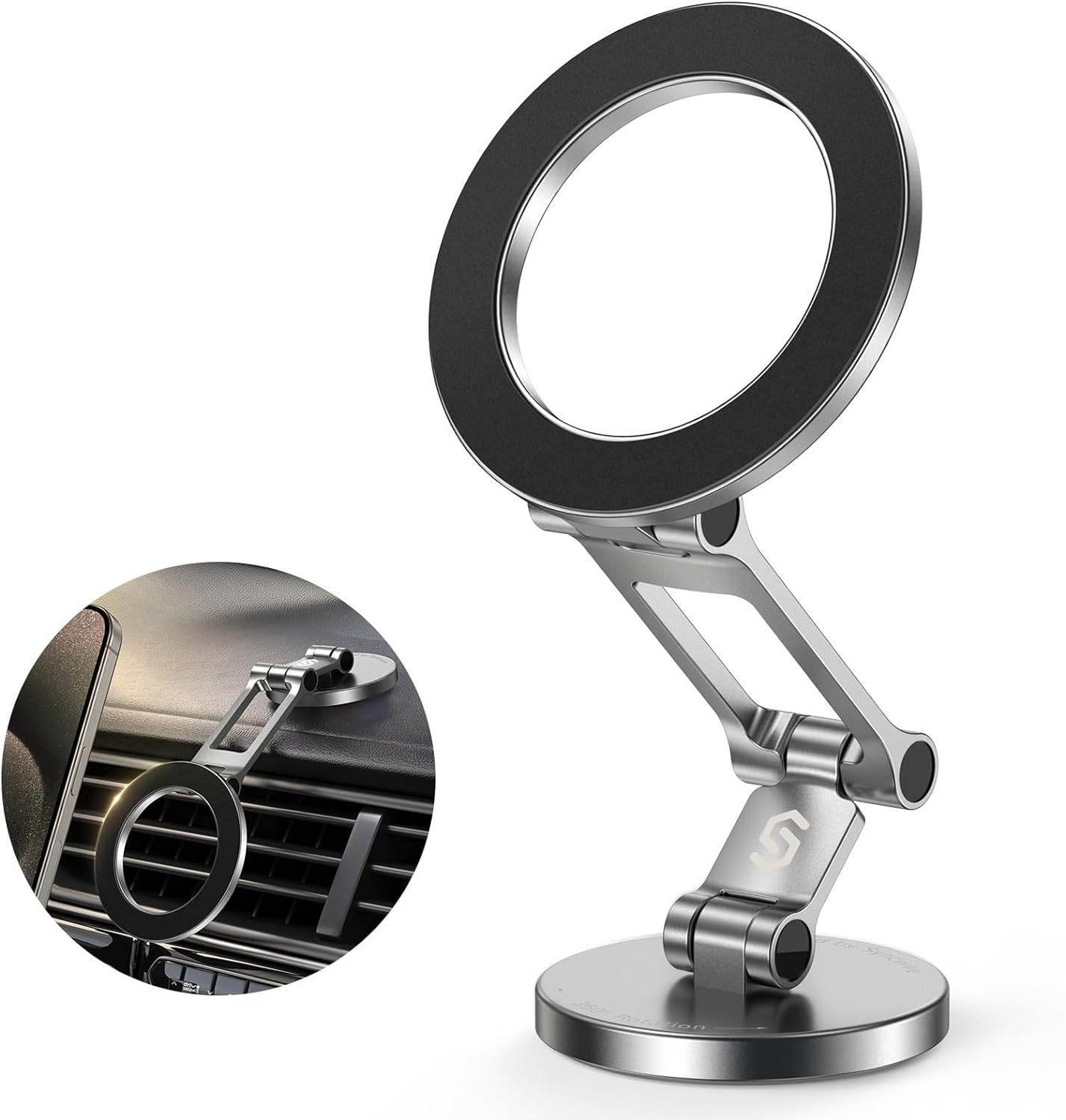 SYNCWIRE Fits MagSafe Car Mount, [All-Metal] Magnetic Phone Holder for Car, [Fle...