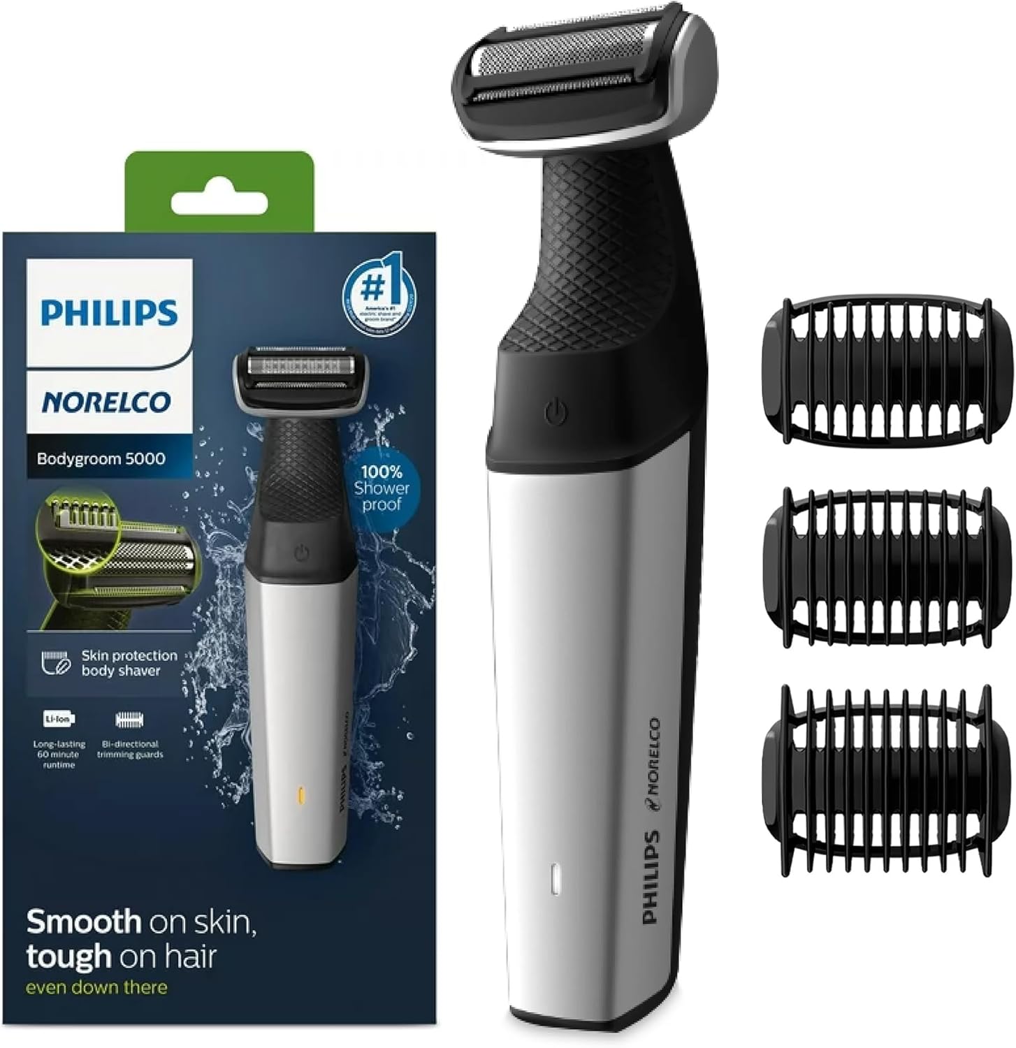 Philips Norelco Body Groomer Series 5000 Body Shaver, Body Hair Trimmer for Men,...
