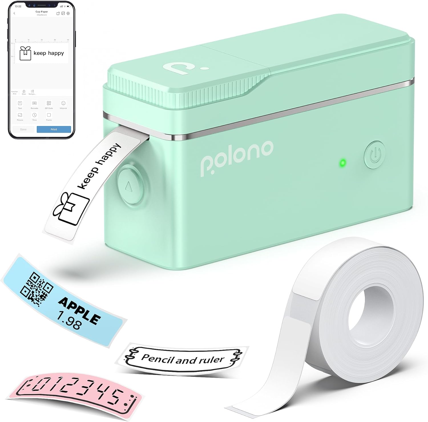 POLONO Label Maker Machine, P31 Portable Bluetooth Label Printer Wireless Handhe...