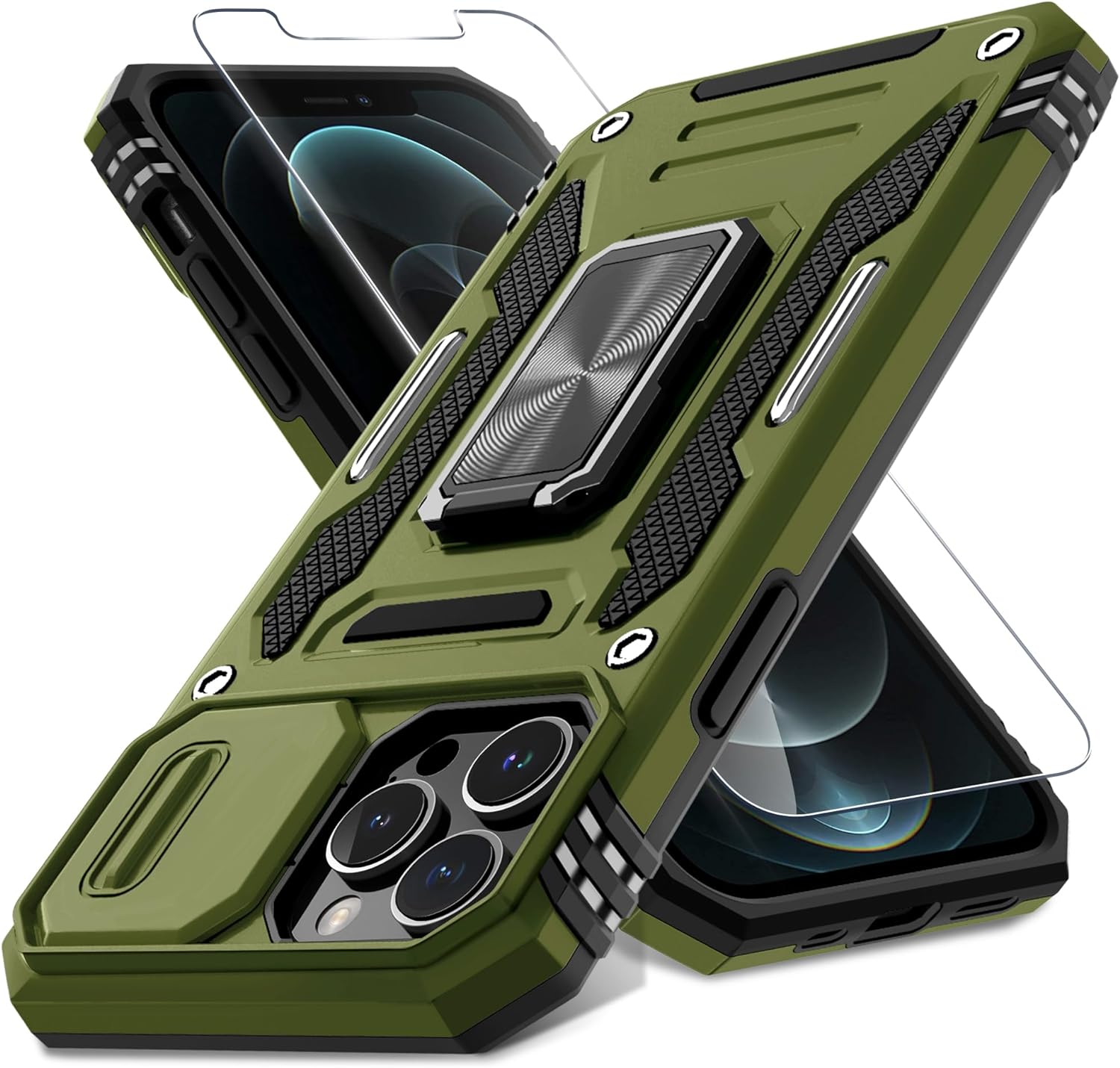DEERLAMN for iPhone 13 Pro Max Case with Slide Camera Cover+Screen Protector(1 P...