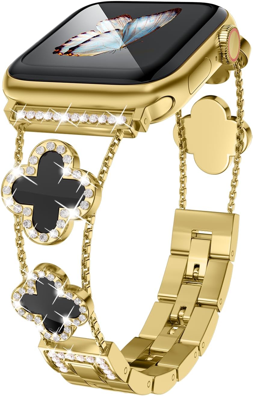 diamond metal band adds sparkle to your watch - Compatible with Apple Watch Seri...