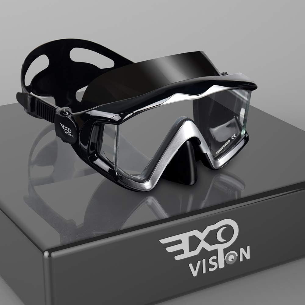 Adult Pano 3 Window Scuba Diving Mask, Tempered Glass Snorkel Mask Anti-fog Swim...