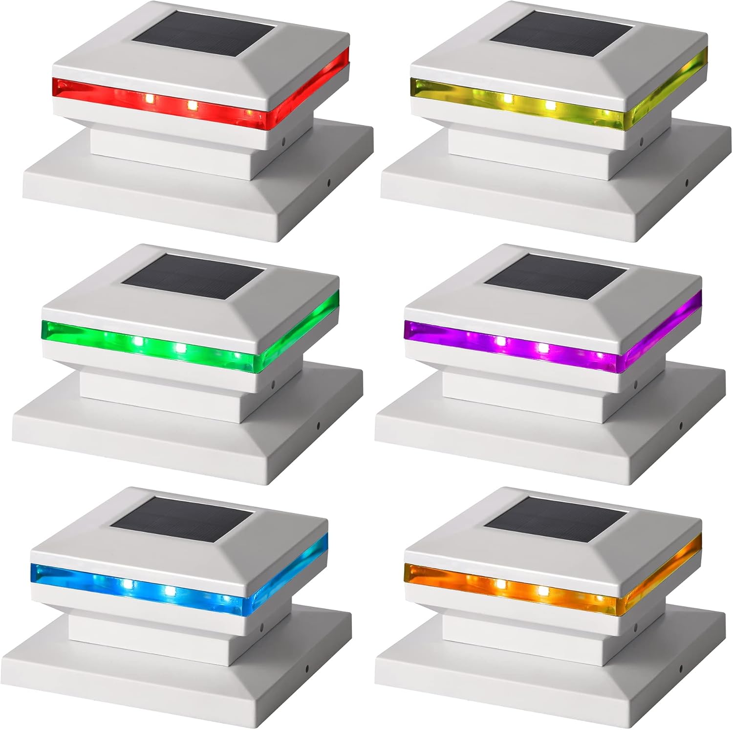 MAGGIFT 6 Pack Solar Post Lights Outdoor, RGB Color Changing Post Cap Lights for...