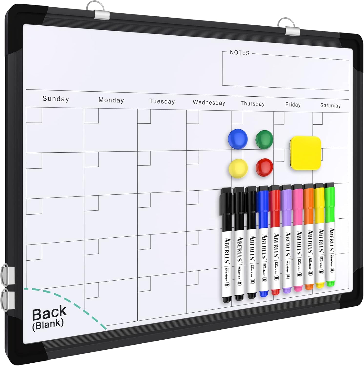 Small Monthly Calendar Dry Erase Whiteboard for Wall, 16in x 12in Magnetic Dry E...
