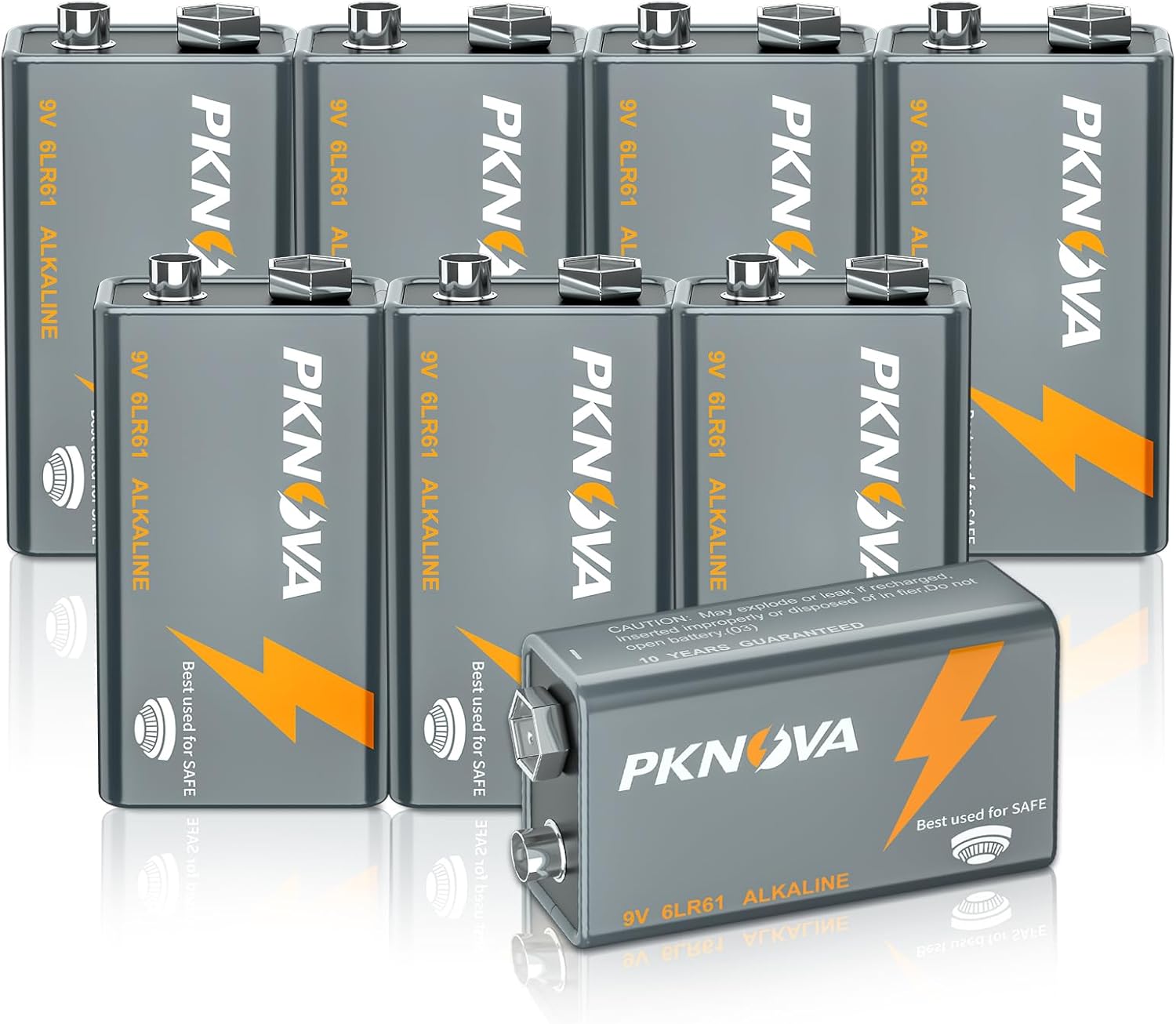 9V Batteries, 8-Count Alkaline Battery, 9V Battery for Smoke Detector, Ultra Lon...