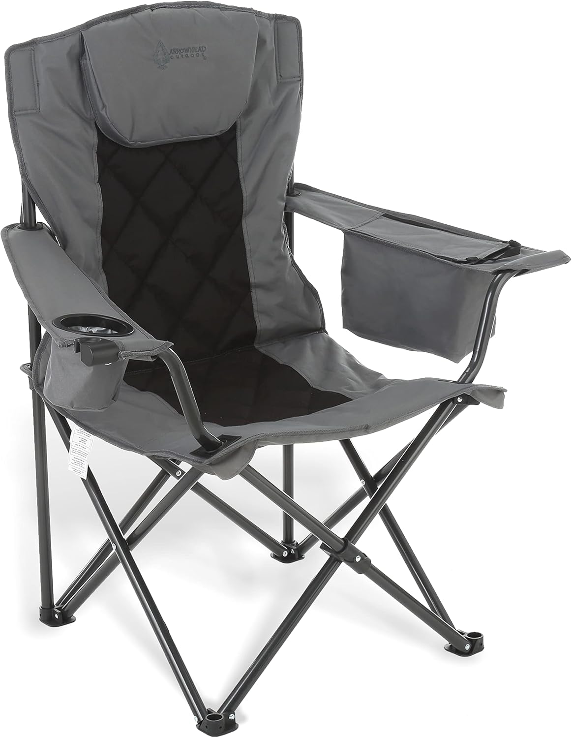 ARROWHEAD OUTDOOR Portable Folding Camping Quad Chair w/ 6-Can Cooler, Cup & Win...