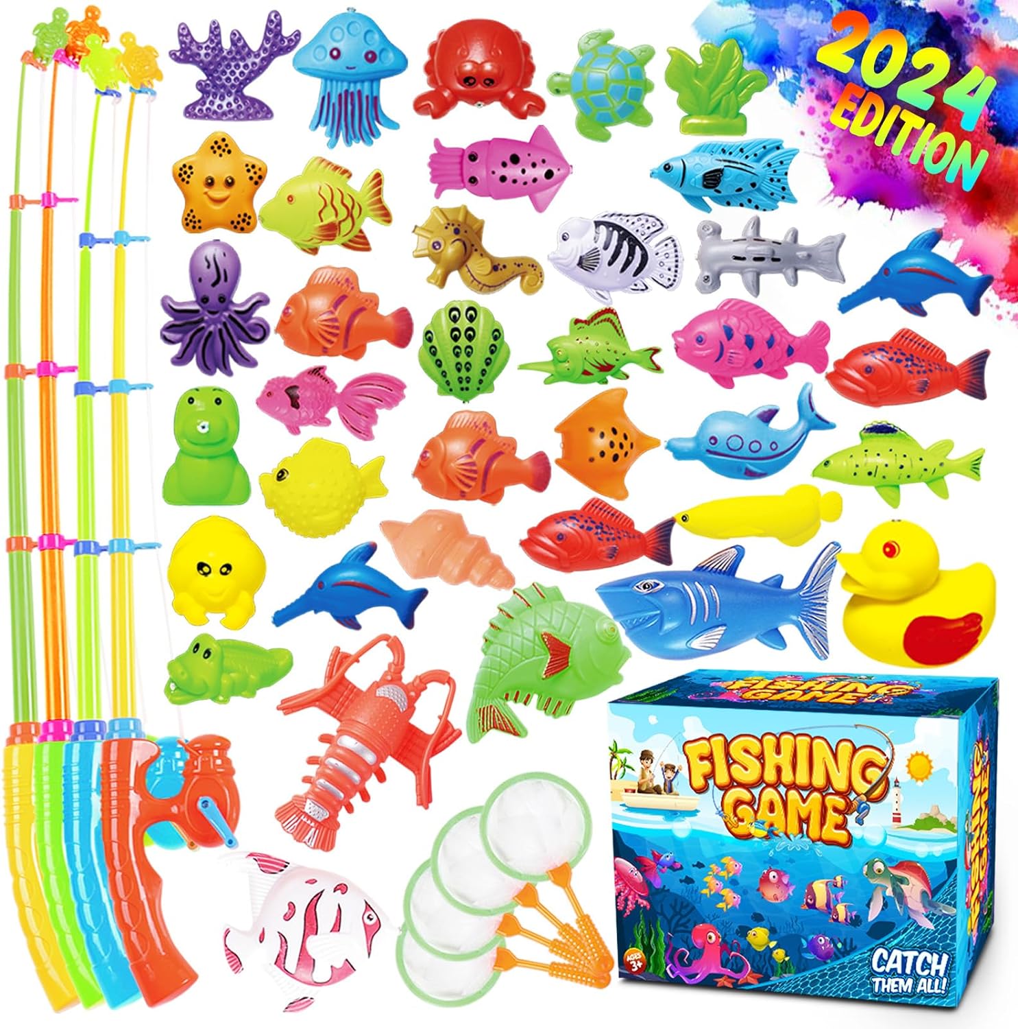 Goody King Magnetic Fishing Game Pool Toys for Kids - Bath Outdoor Indoor Carniv...